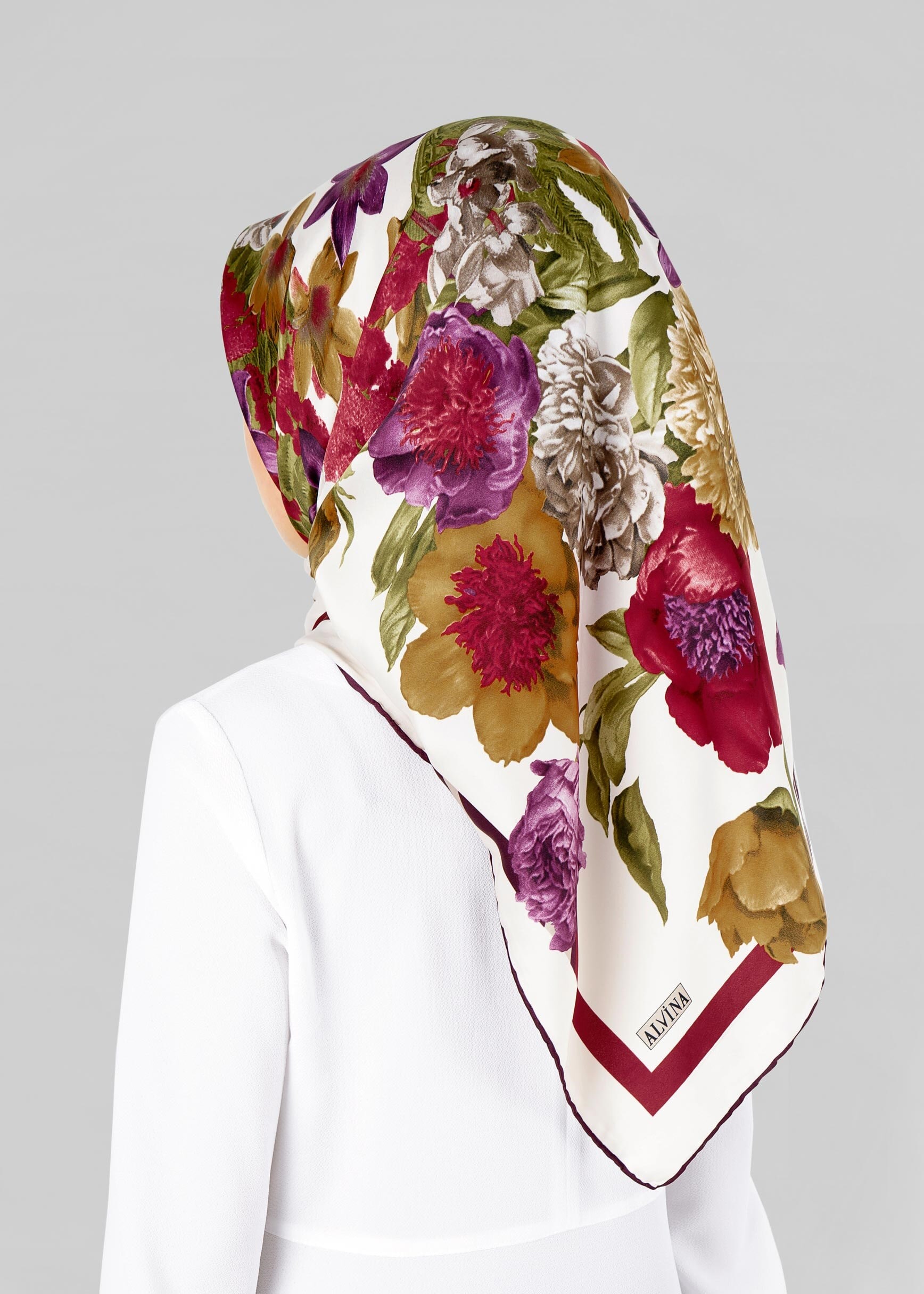 Tesettür giyim BEJ 12800-1 ALVİNA DESENLİ EŞARP