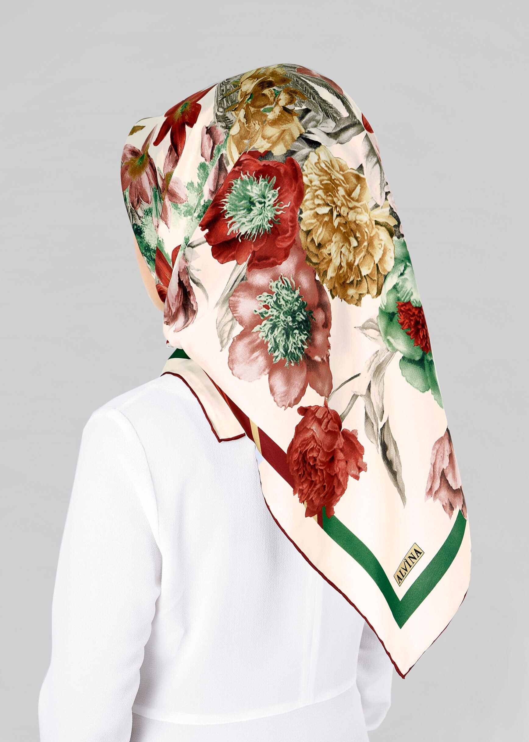 Tesettür giyim BEJ 12800-1 ALVİNA DESENLİ EŞARP