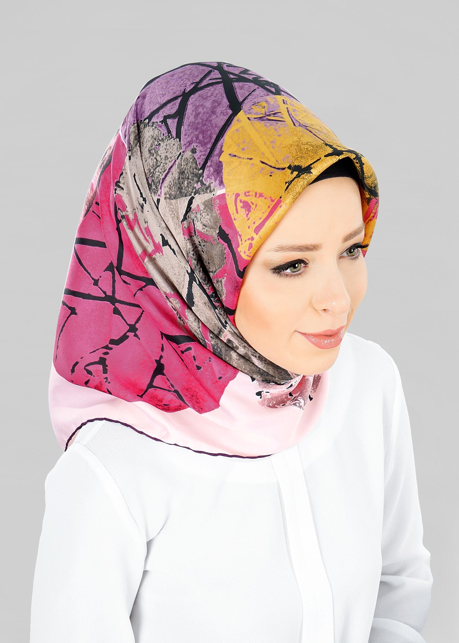 Tesettür giyim PUDRA 12801-1 ALVİNA DESENLİ EŞARP