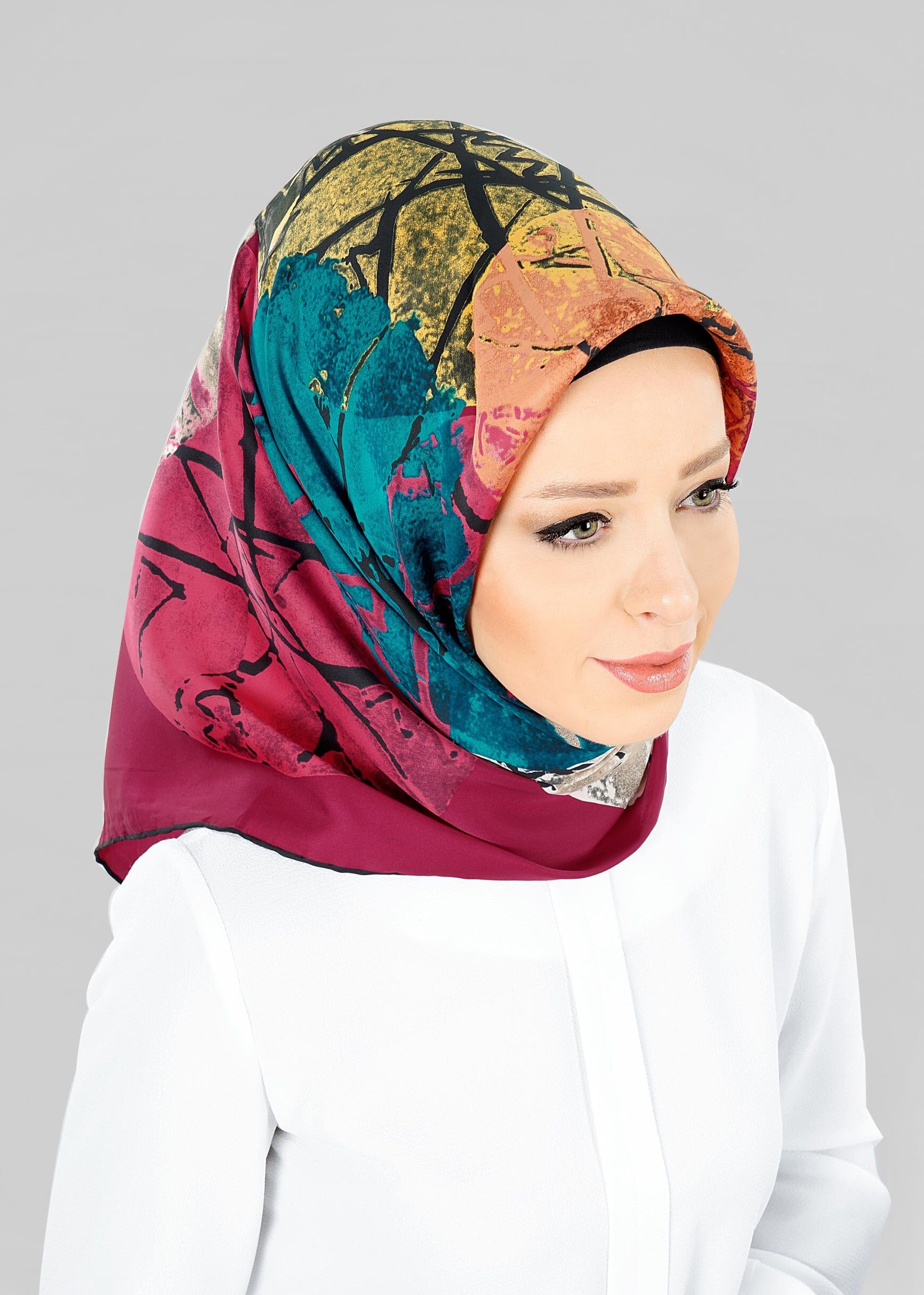 Tesettür giyim MOR 12801-1 ALVİNA DESENLİ EŞARP