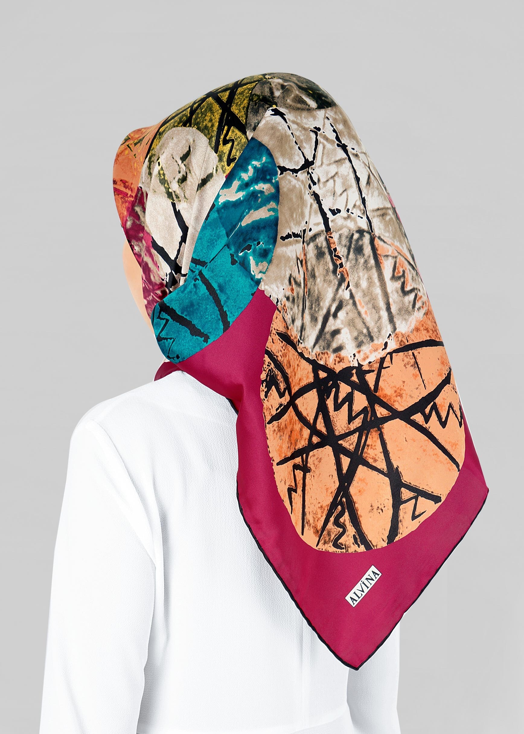 Tesettür giyim MOR 12801-1 ALVİNA DESENLİ EŞARP