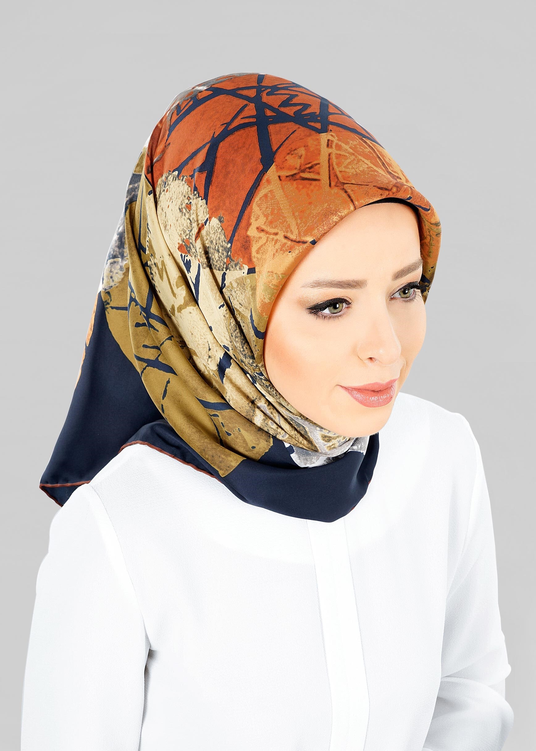 Tesettür giyim LACİVERT 12801-1 ALVİNA DESENLİ EŞARP