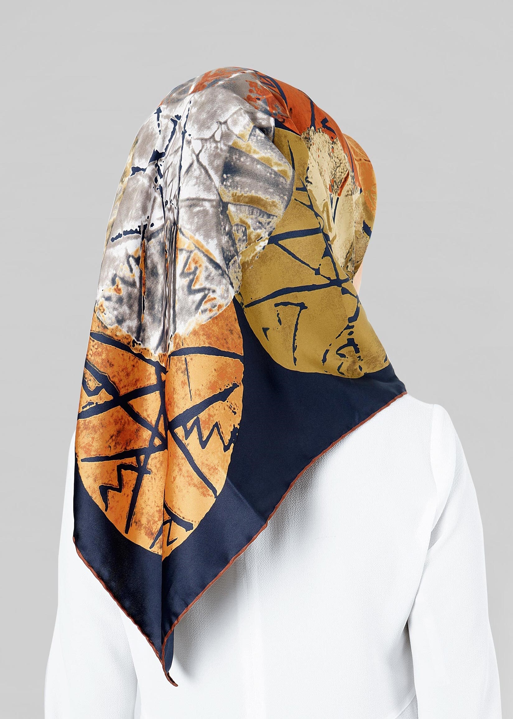 Tesettür giyim LACİVERT 12801-1 ALVİNA DESENLİ EŞARP