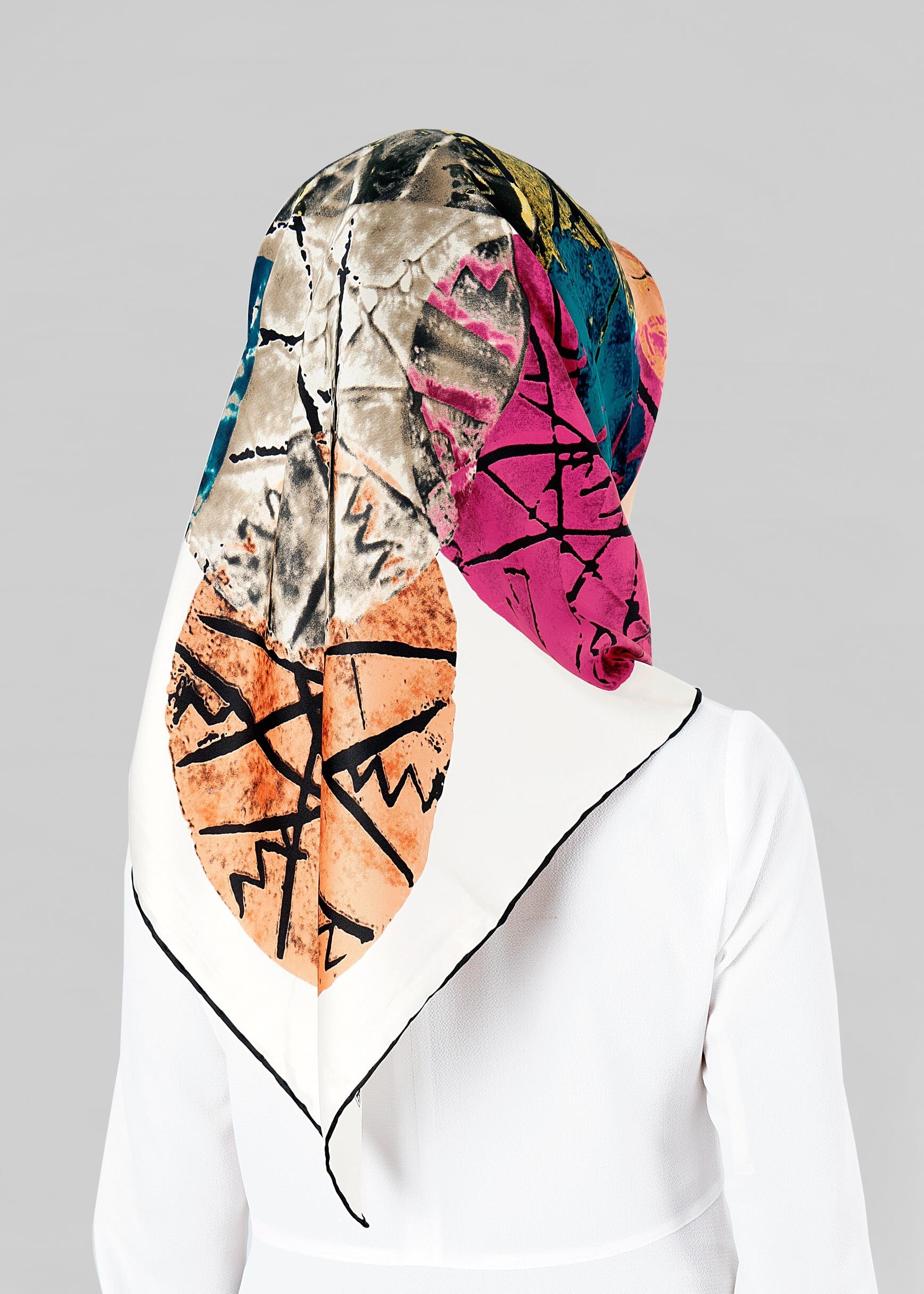 Tesettür giyim BEJ 12801-1 ALVİNA DESENLİ EŞARP