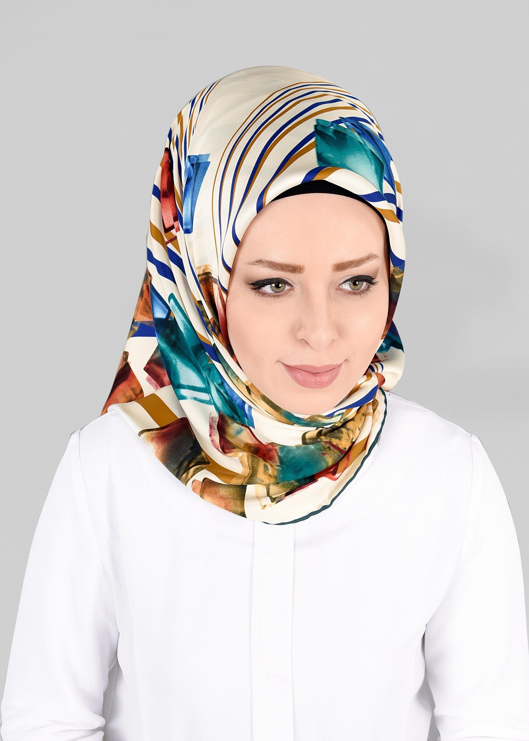 Tesettür giyim MAVİ 12842-01 ALVİNA DESENLİ EŞARP