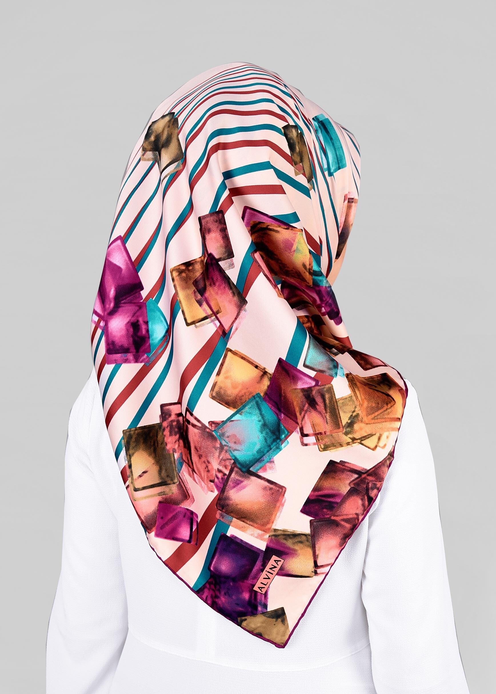 Tesettür giyim PUDRA 12842-01 ALVİNA DESENLİ EŞARP