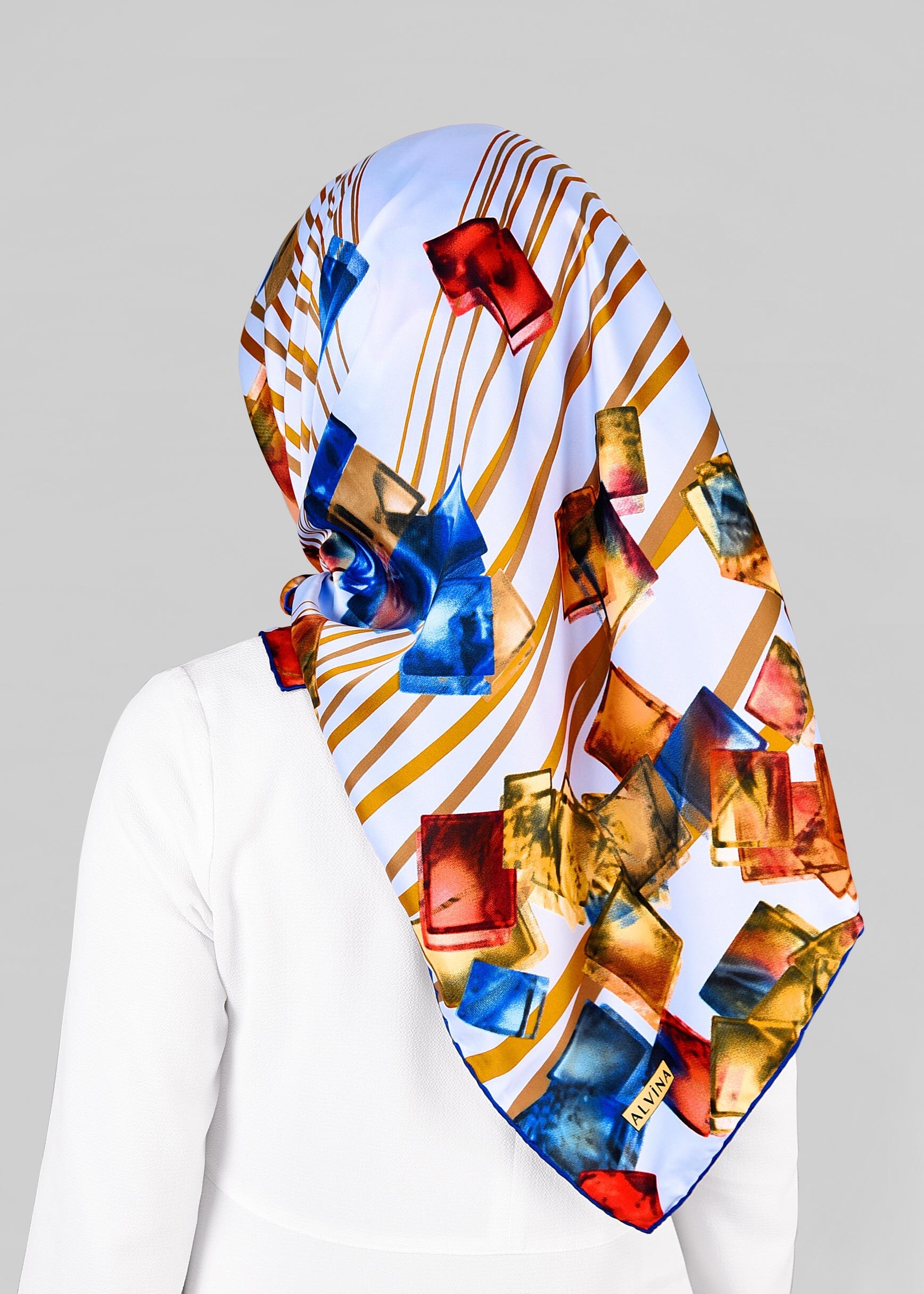 Tesettür giyim MAVİ 12842-01 ALVİNA DESENLİ EŞARP