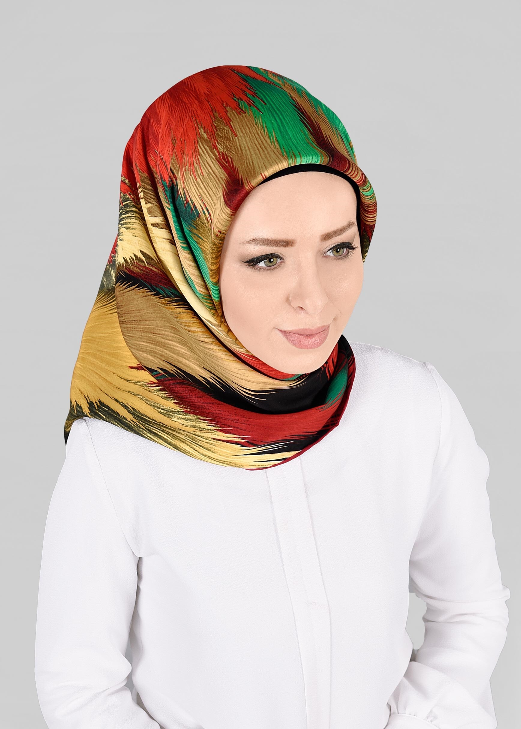 Tesettür giyim SİYAH 12843-01 ALVİNA DESENLİ EŞARP