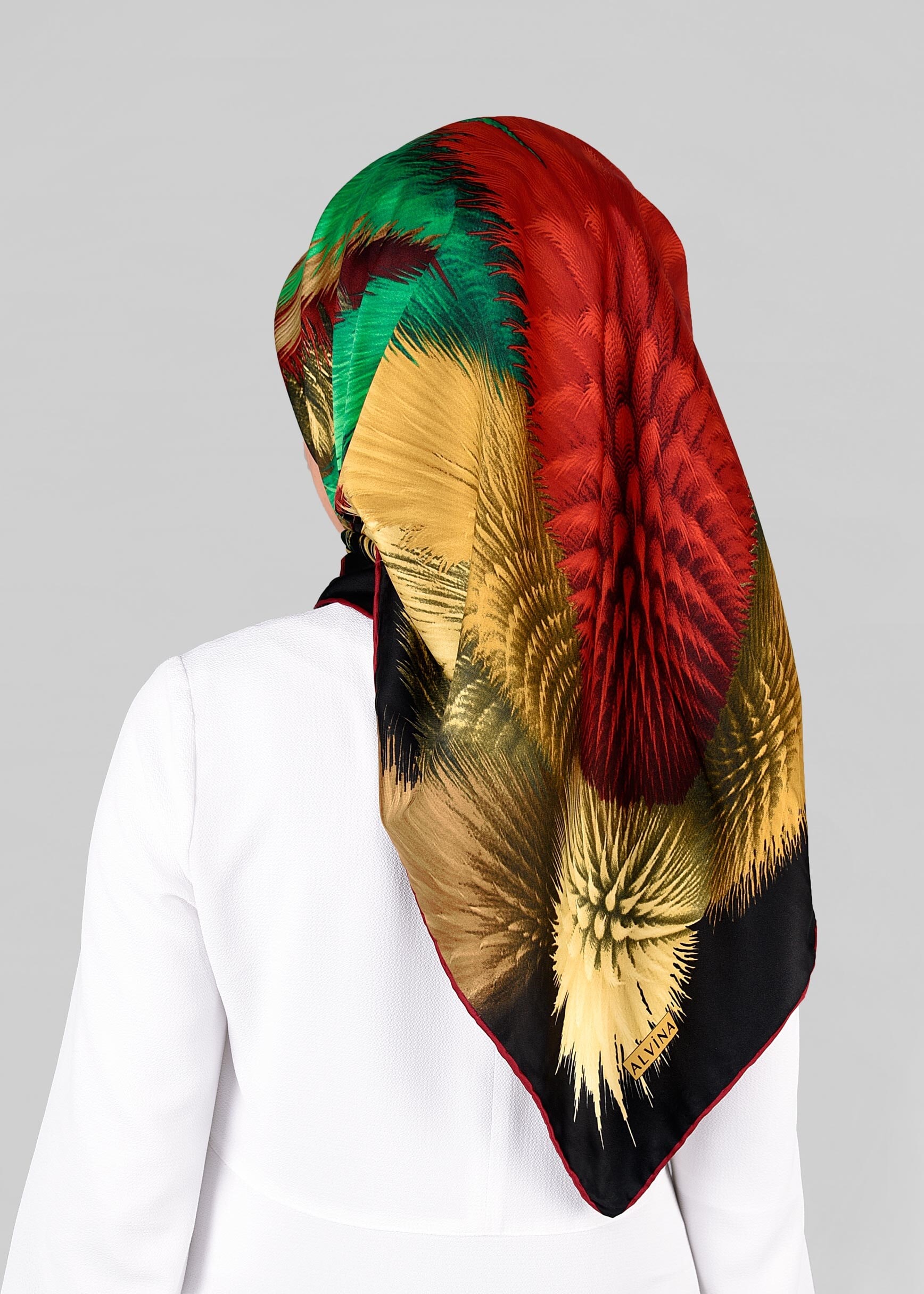 Tesettür giyim SİYAH 12843-01 ALVİNA DESENLİ EŞARP