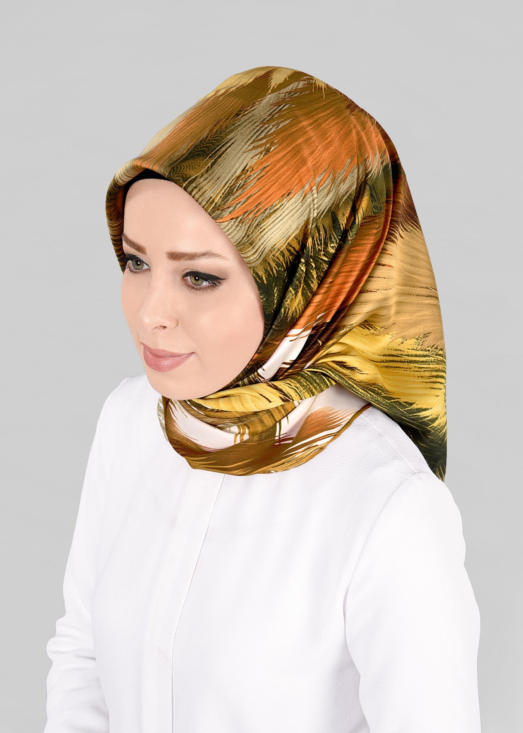 Tesettür giyim ALTIN 12843-01 ALVİNA DESENLİ EŞARP