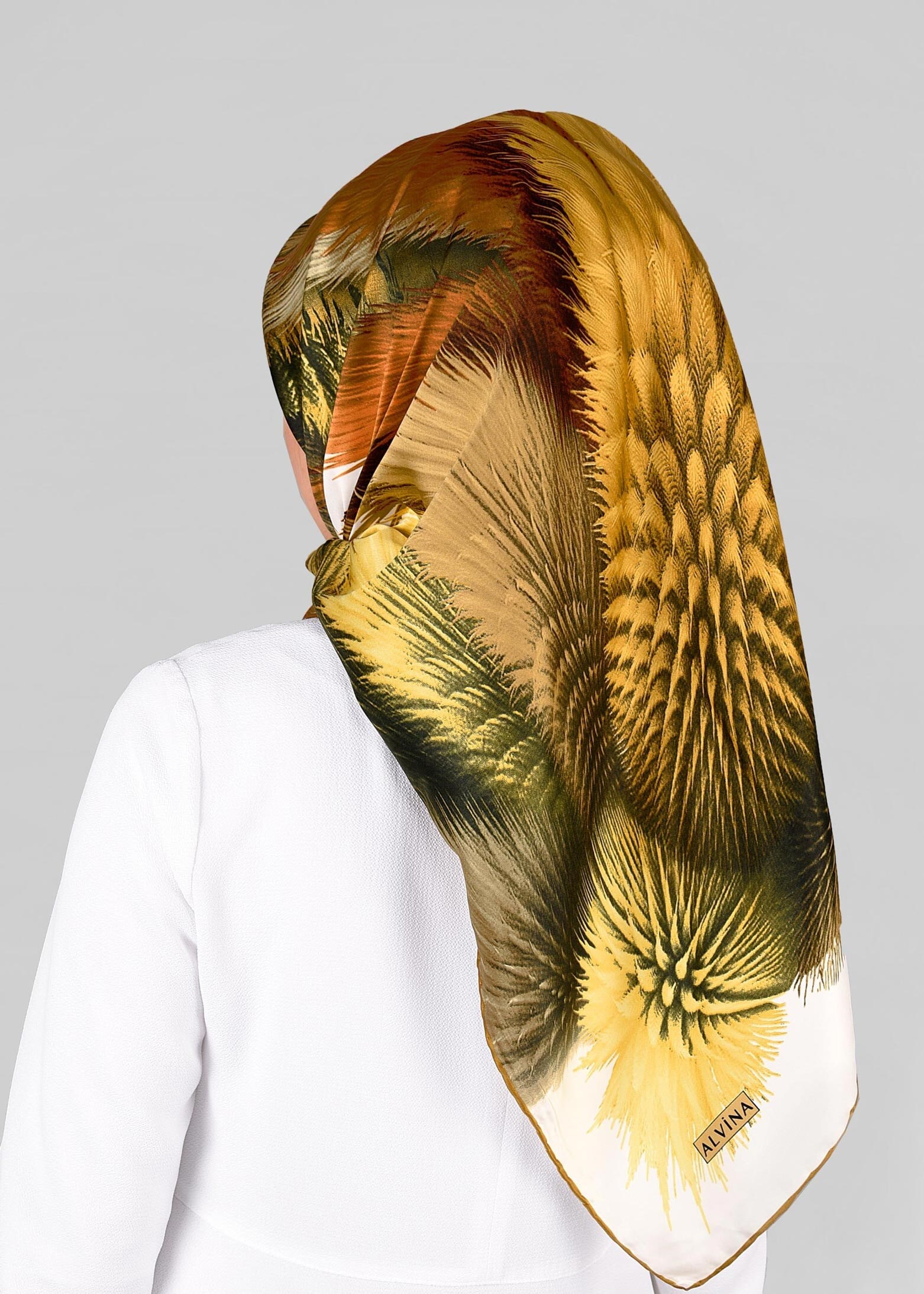 Tesettür giyim ALTIN 12843-01 ALVİNA DESENLİ EŞARP