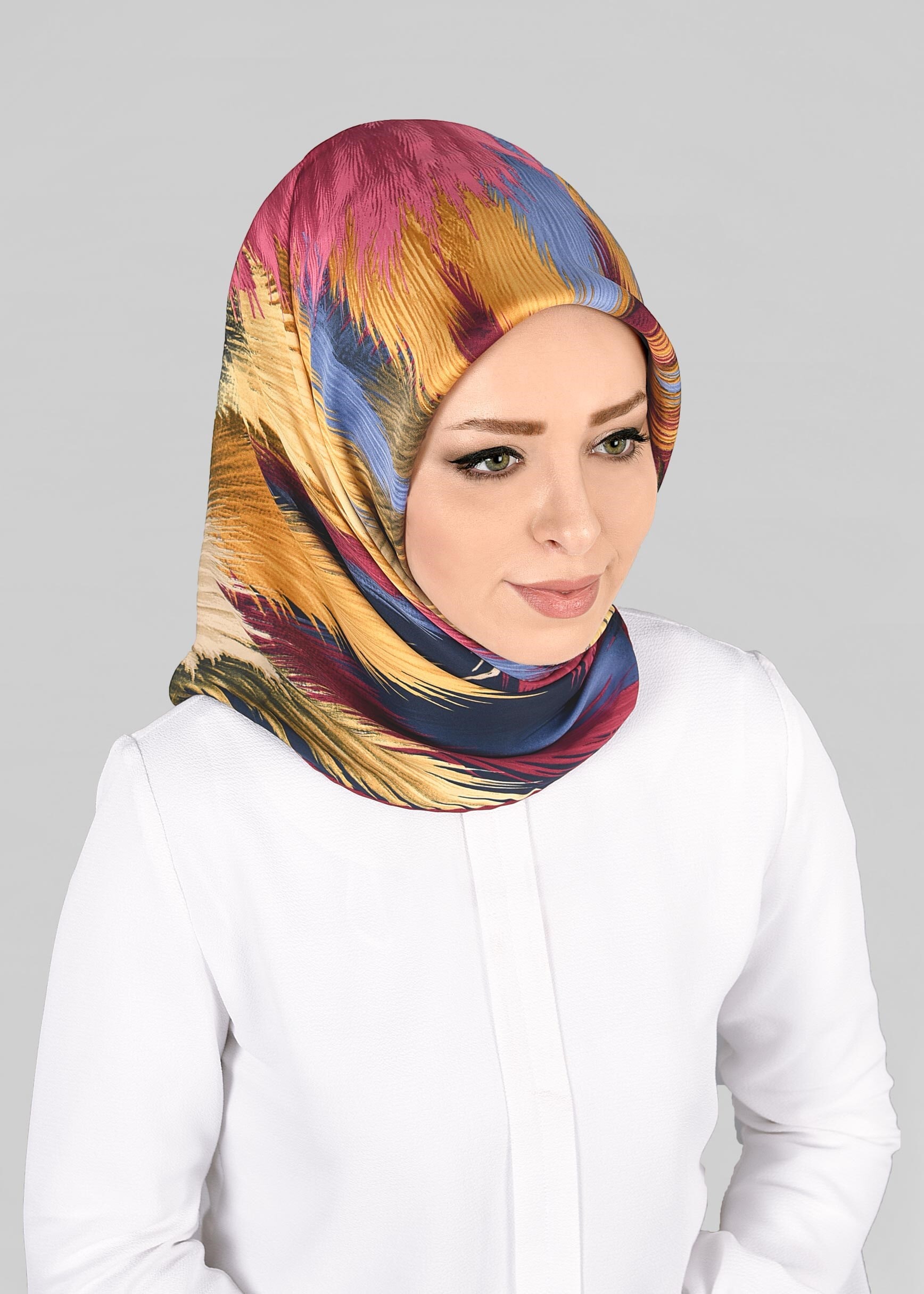 Tesettür giyim LACİVERT 12843-01 ALVİNA DESENLİ EŞARP