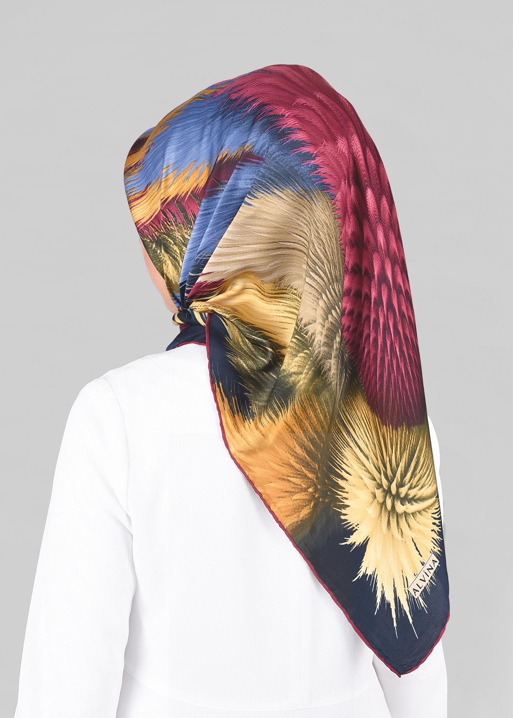 Tesettür giyim LACİVERT 12843-01 ALVİNA DESENLİ EŞARP