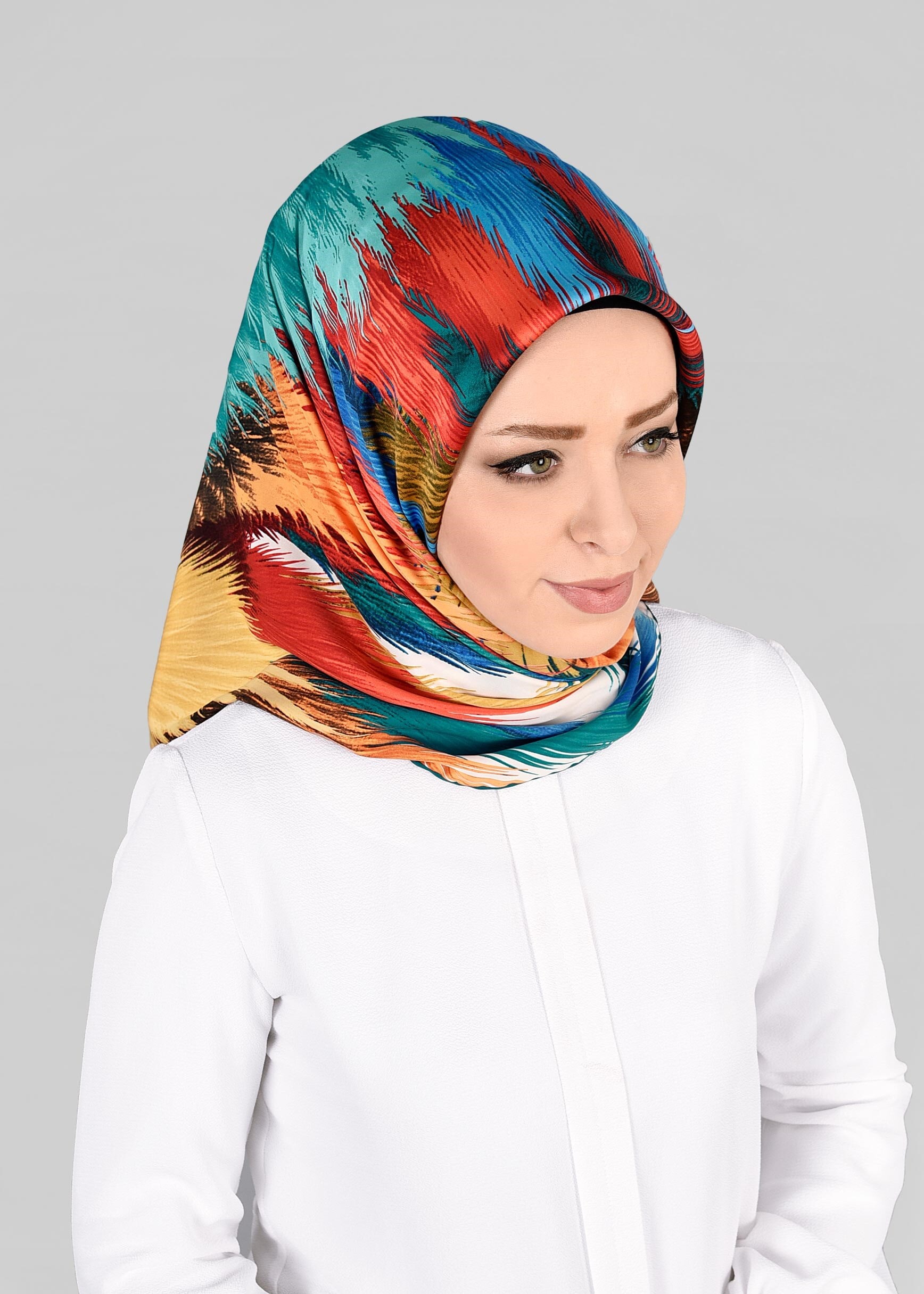 Tesettür giyim MAVİ 12843-01 ALVİNA DESENLİ EŞARP