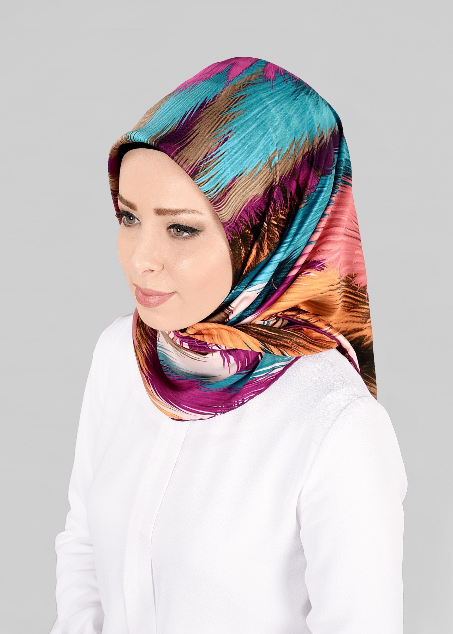 Tesettür giyim PUDRA 12843-01 ALVİNA DESENLİ EŞARP