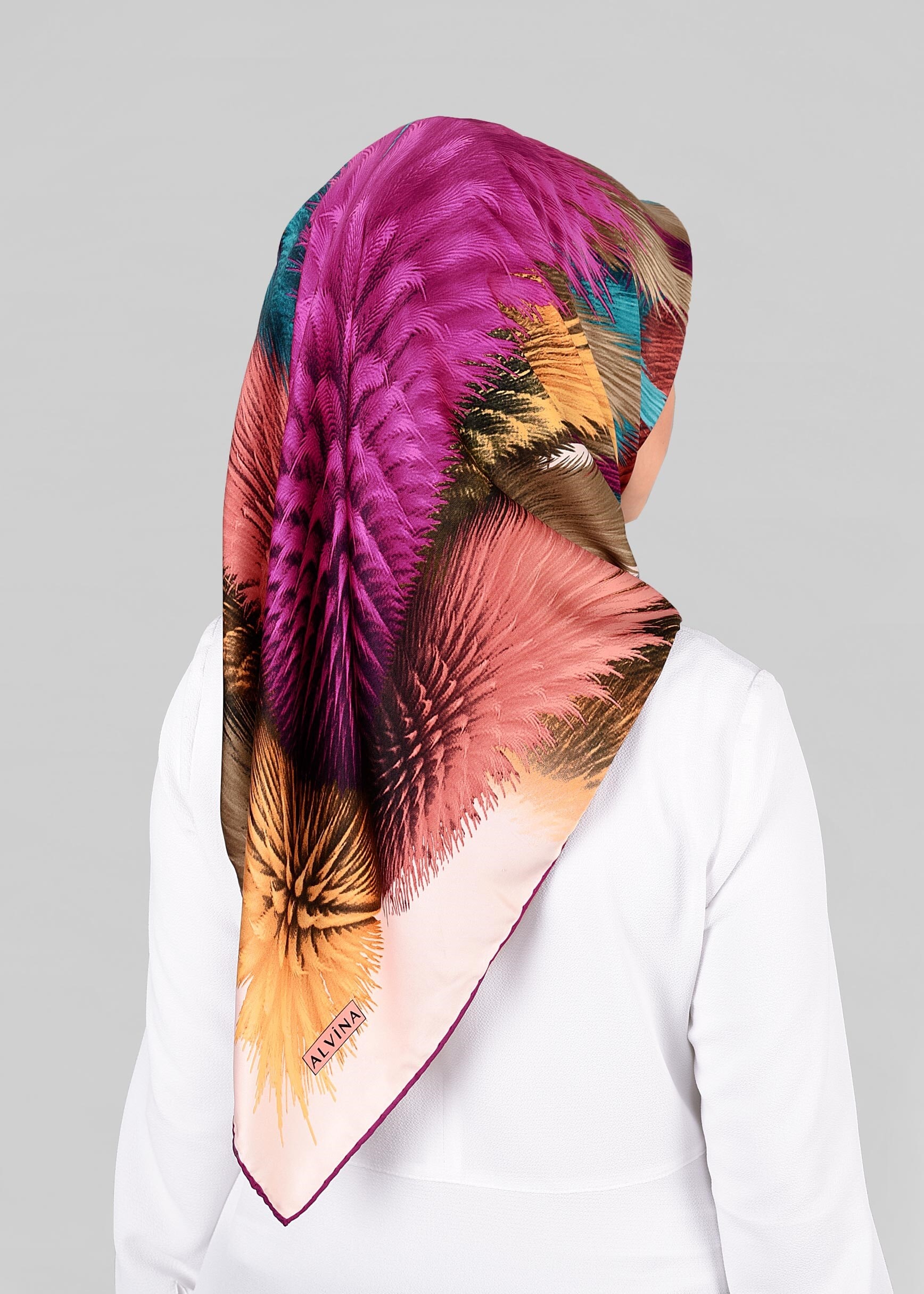 Tesettür giyim PUDRA 12843-01 ALVİNA DESENLİ EŞARP