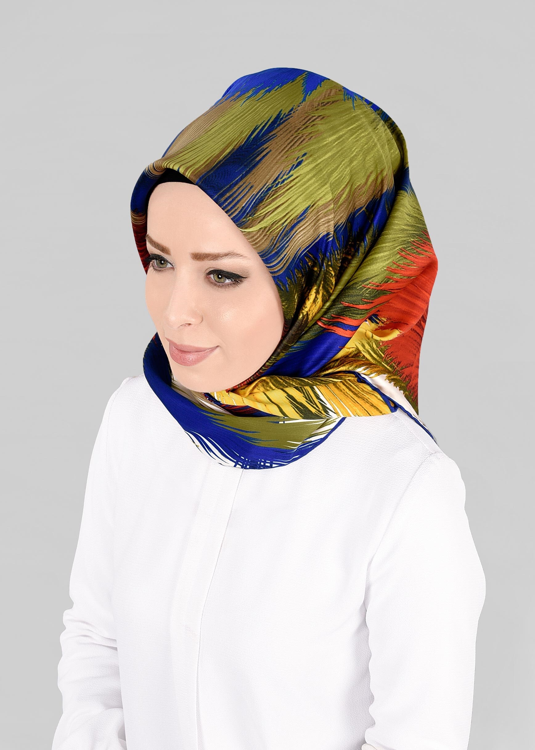 Tesettür giyim LACİVERT 12843-01 ALVİNA DESENLİ EŞARP