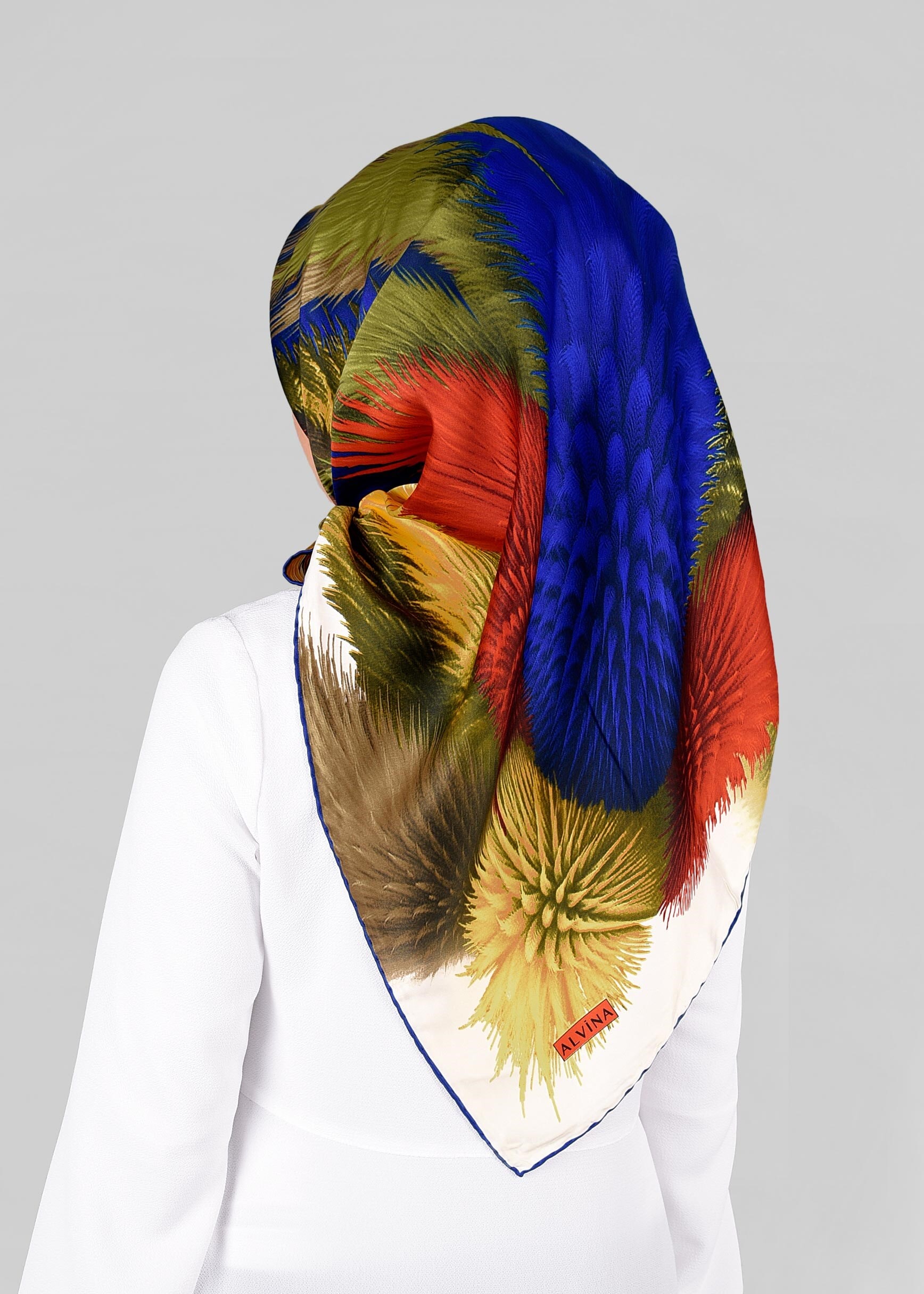 Tesettür giyim LACİVERT 12843-01 ALVİNA DESENLİ EŞARP