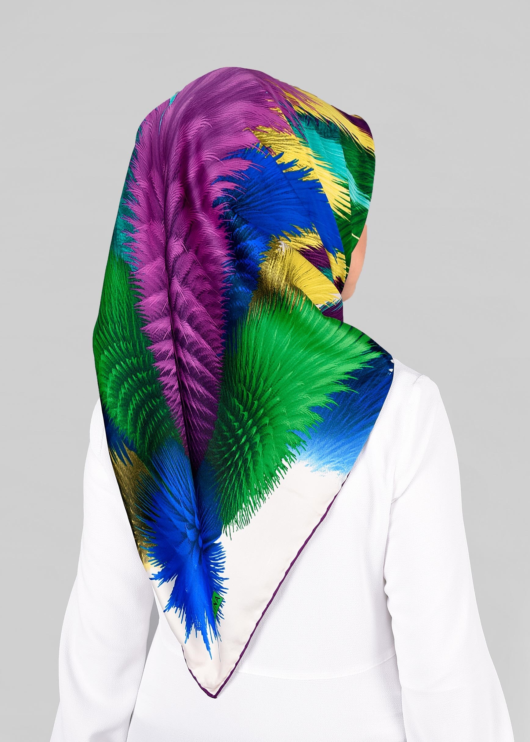 Tesettür giyim BEJ 12843-01 ALVİNA DESENLİ EŞARP