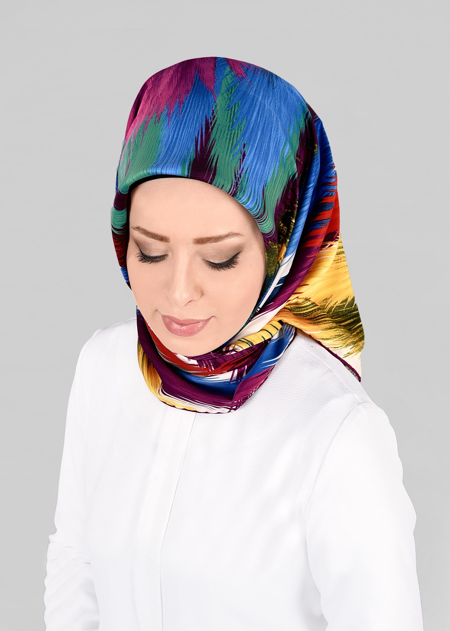 Tesettür giyim BEJ 12843-01 ALVİNA DESENLİ EŞARP