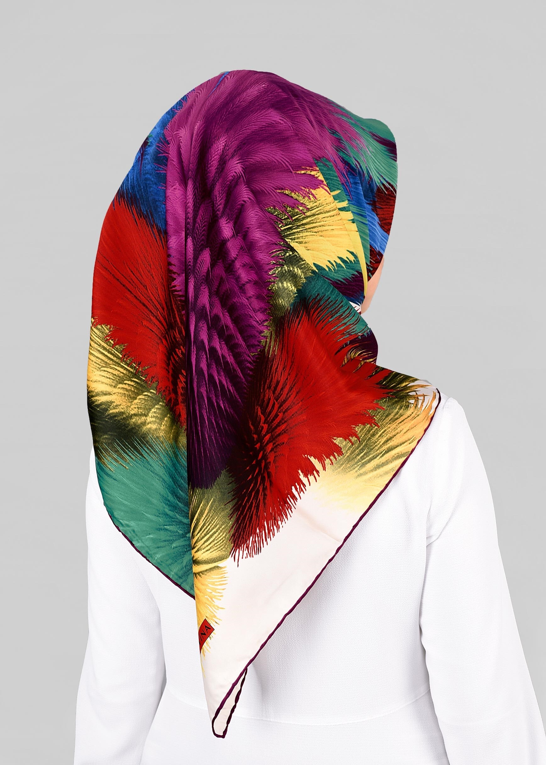 Tesettür giyim BEJ 12843-01 ALVİNA DESENLİ EŞARP