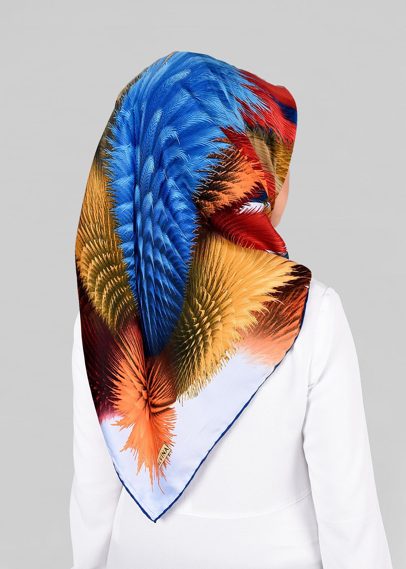 Tesettür giyim MAVİ 12843-01 ALVİNA DESENLİ EŞARP