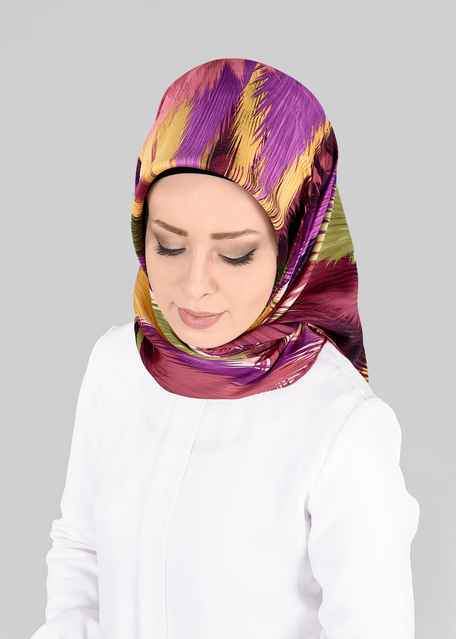 Tesettür giyim PUDRA 12843-01 ALVİNA DESENLİ EŞARP