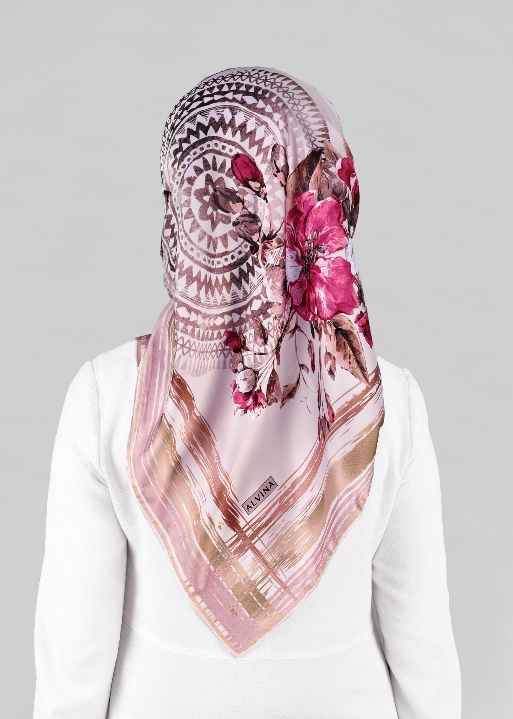 Tesettür giyim PUDRA 12844-01 ALVİNA DESENLİ EŞARP