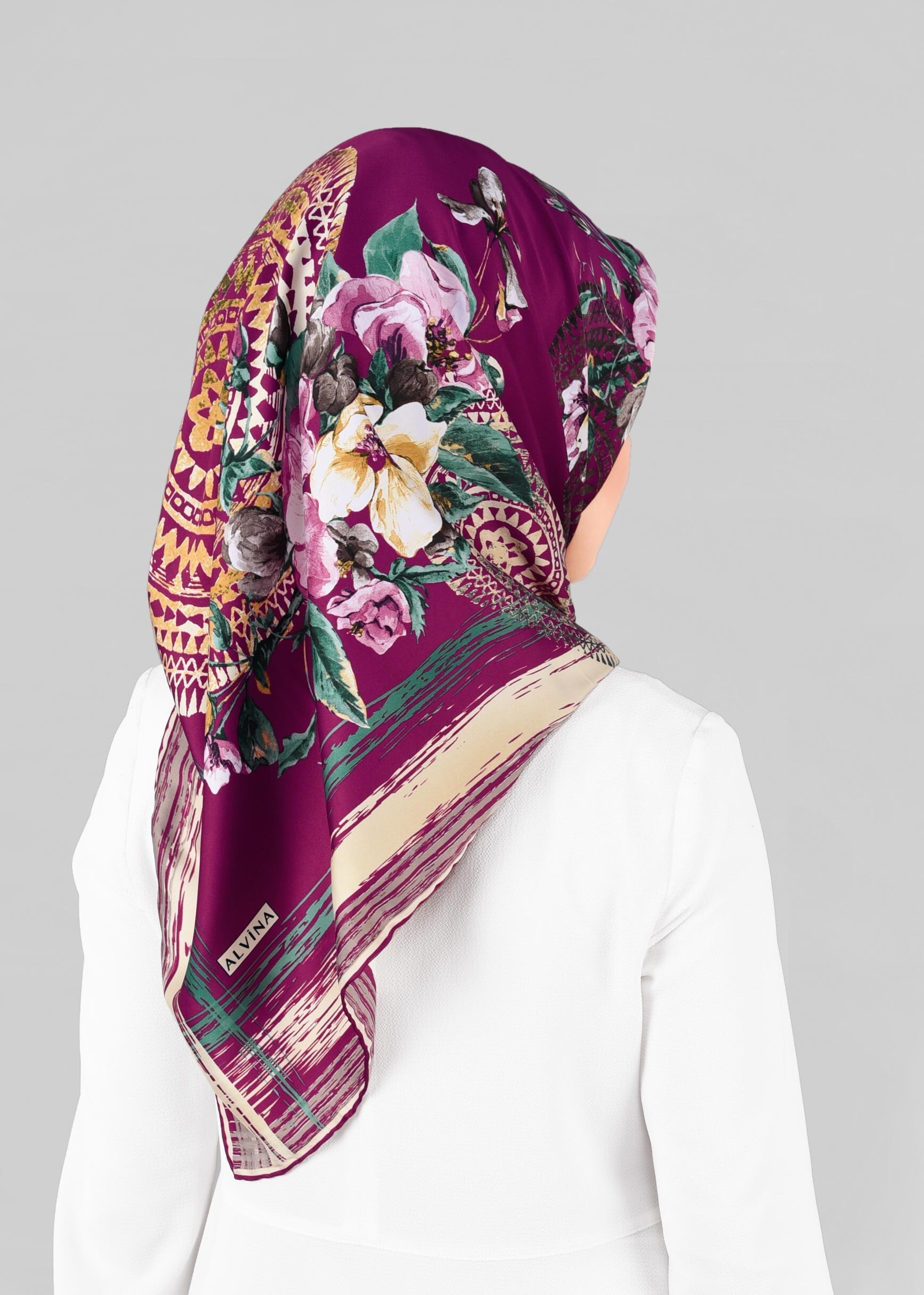 Tesettür giyim MOR 12844-01 ALVİNA DESENLİ EŞARP