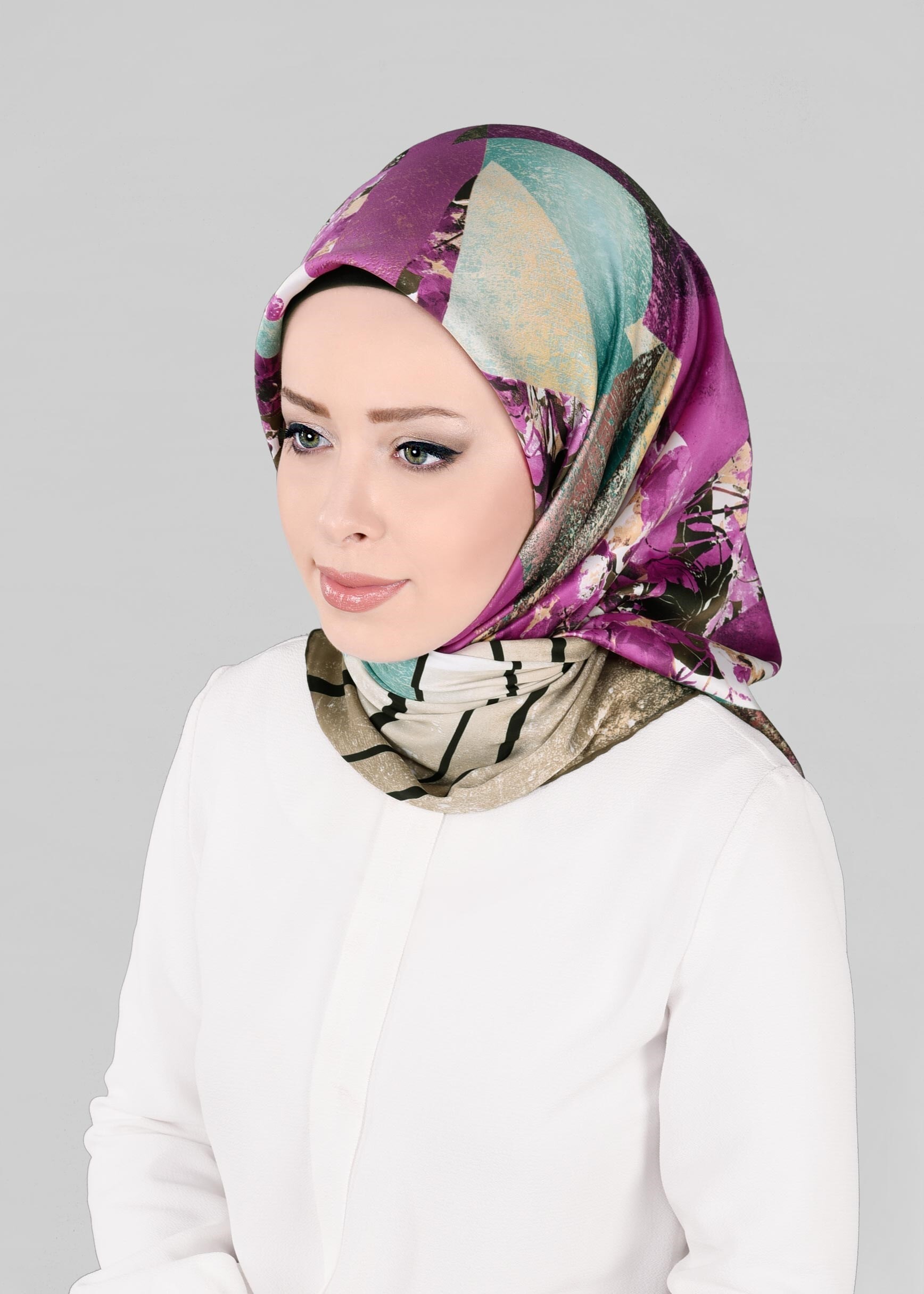 Tesettür giyim MOR 12845-01 ALVİNA DESENLİ EŞARP