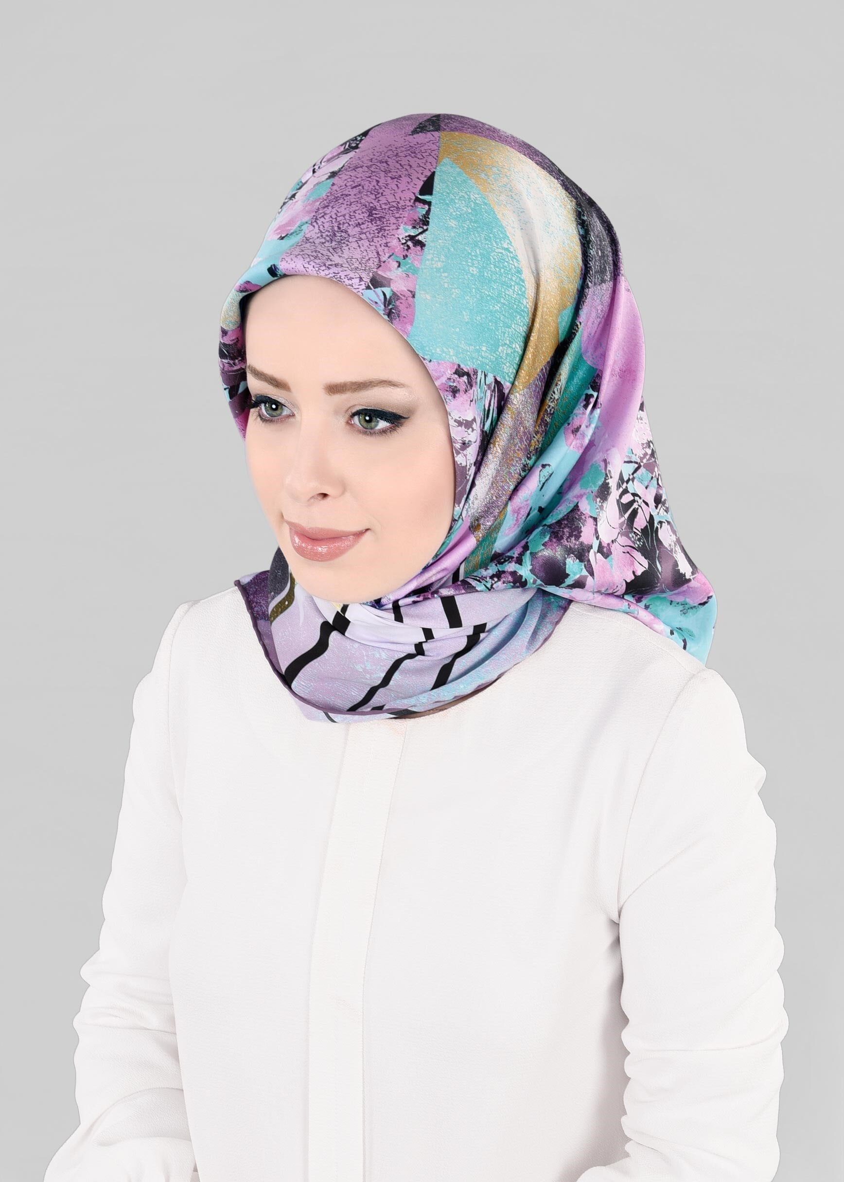 Tesettür giyim MOR 12845-01 ALVİNA DESENLİ EŞARP