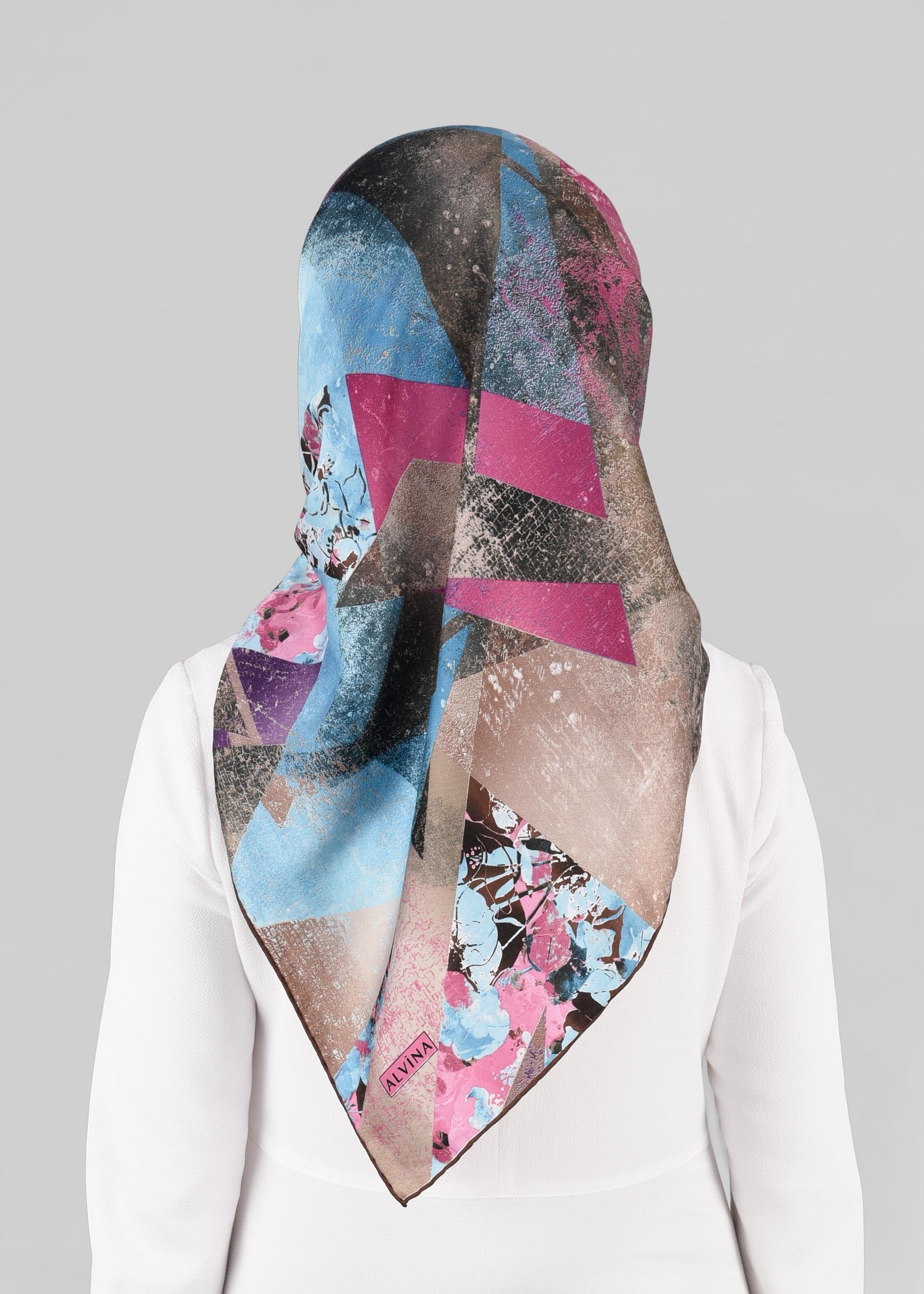 Tesettür giyim KAHVE 12845-01 ALVİNA DESENLİ EŞARP