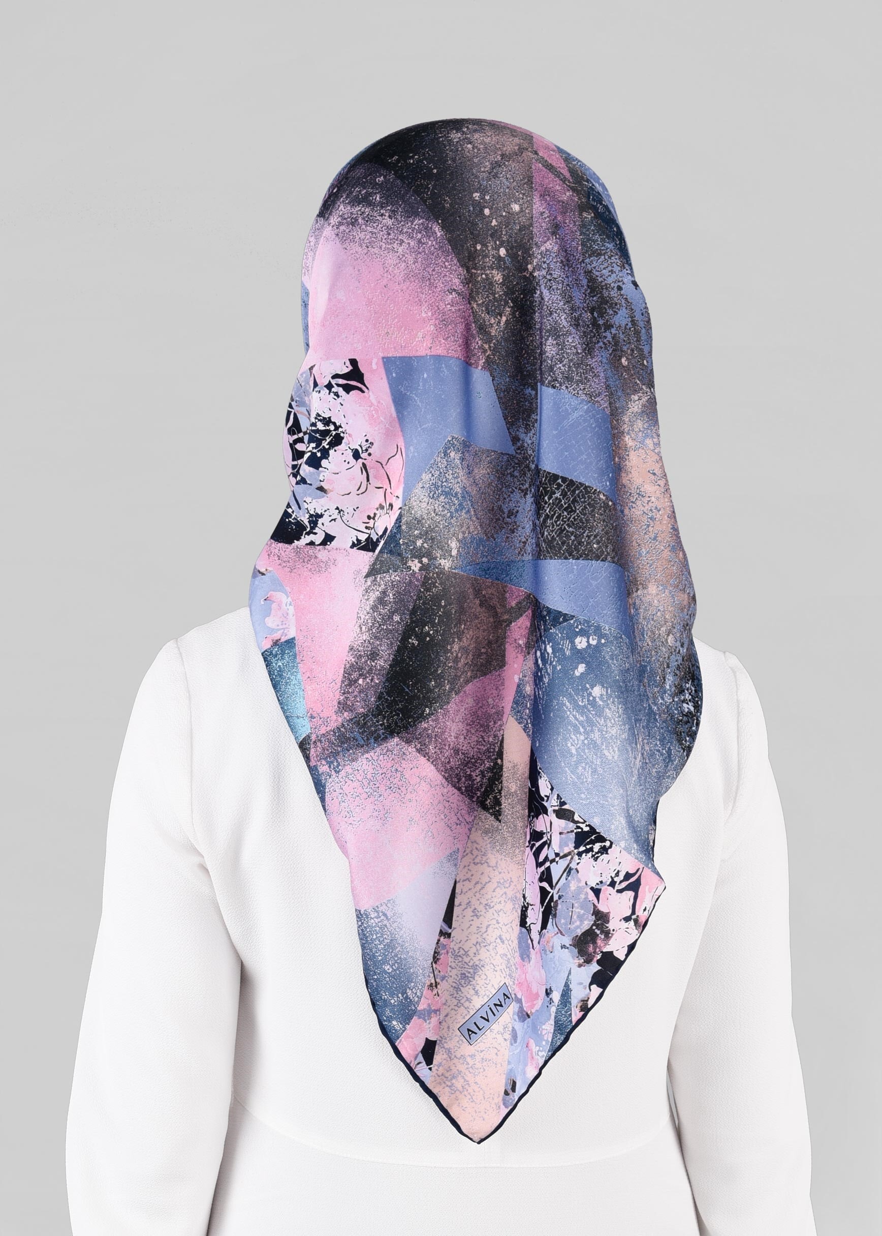 Tesettür giyim PUDRA 12845-01 ALVİNA DESENLİ EŞARP