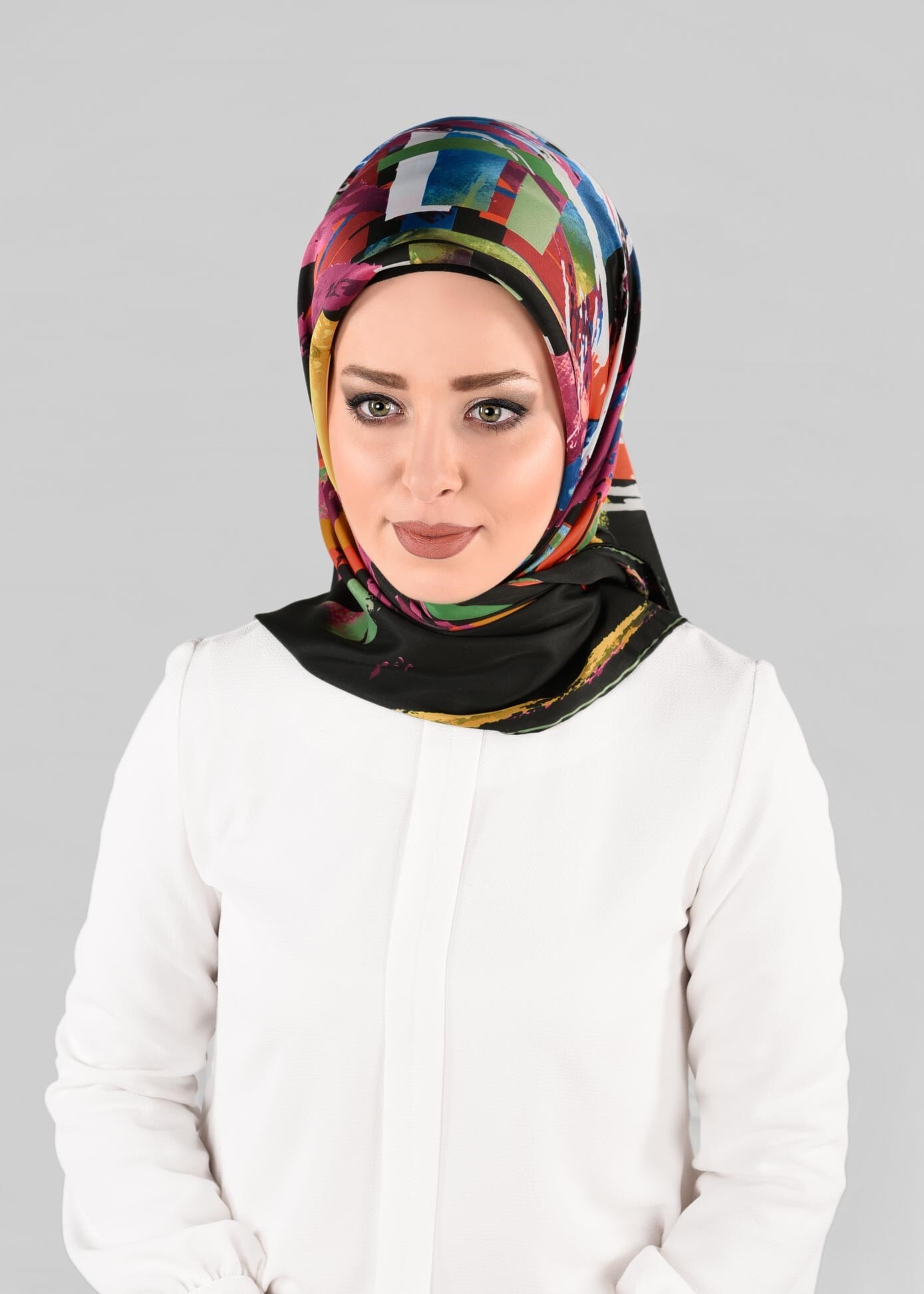 Tesettür giyim SİYAH 13274-1 ALVİNA DESENLİ EŞARP