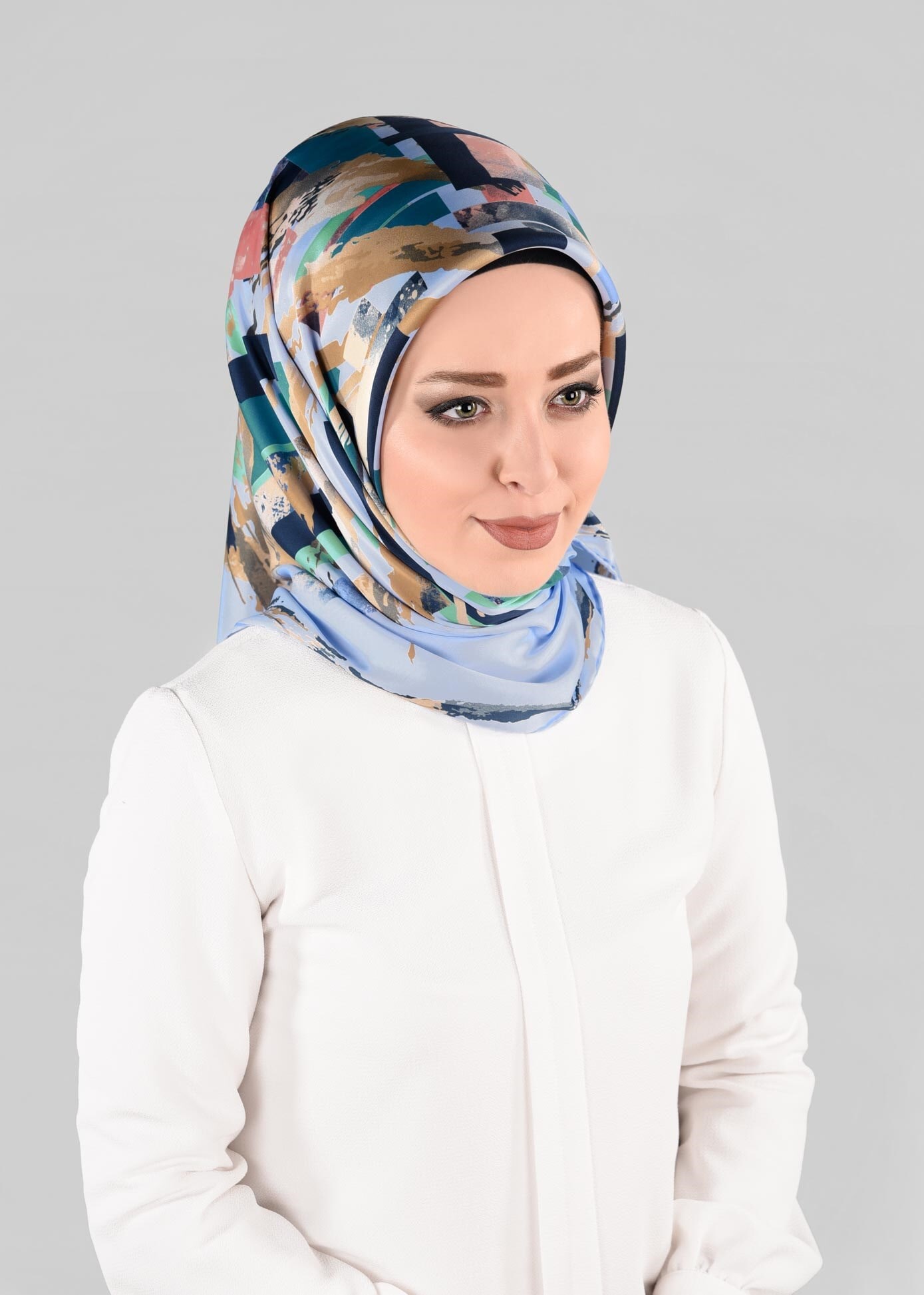 Tesettür giyim MAVİ 13274-1 ALVİNA DESENLİ EŞARP