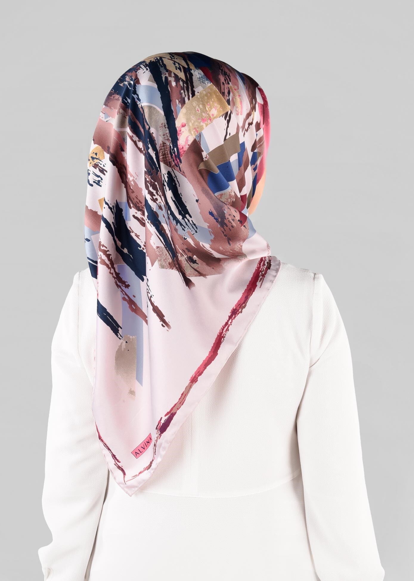 Tesettür giyim PEMBE 13274-1 ALVİNA DESENLİ EŞARP