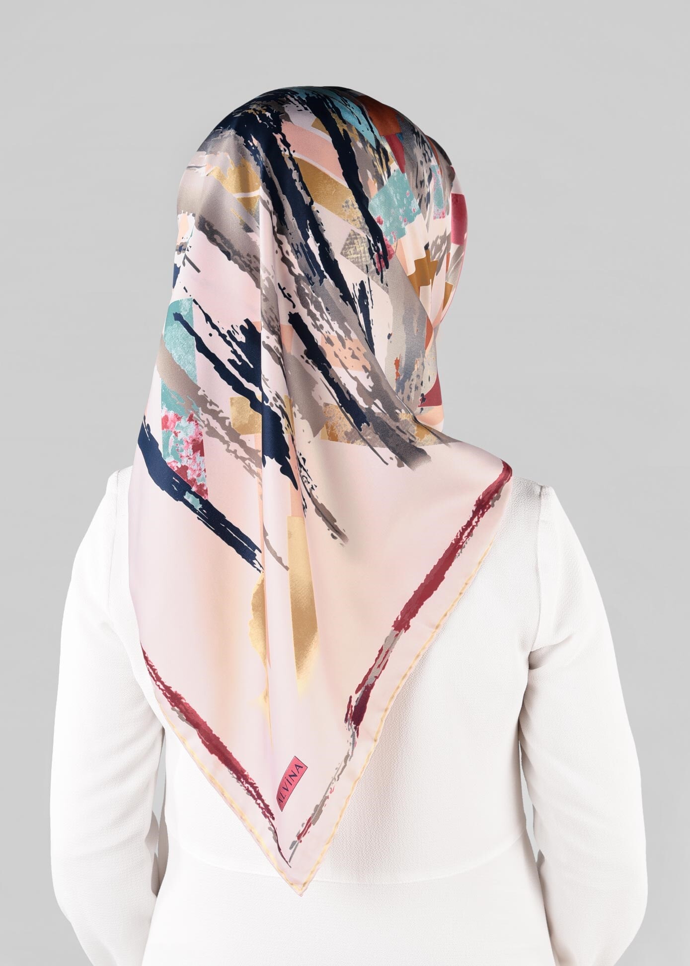 Tesettür giyim PUDRA 13274-1 ALVİNA DESENLİ EŞARP