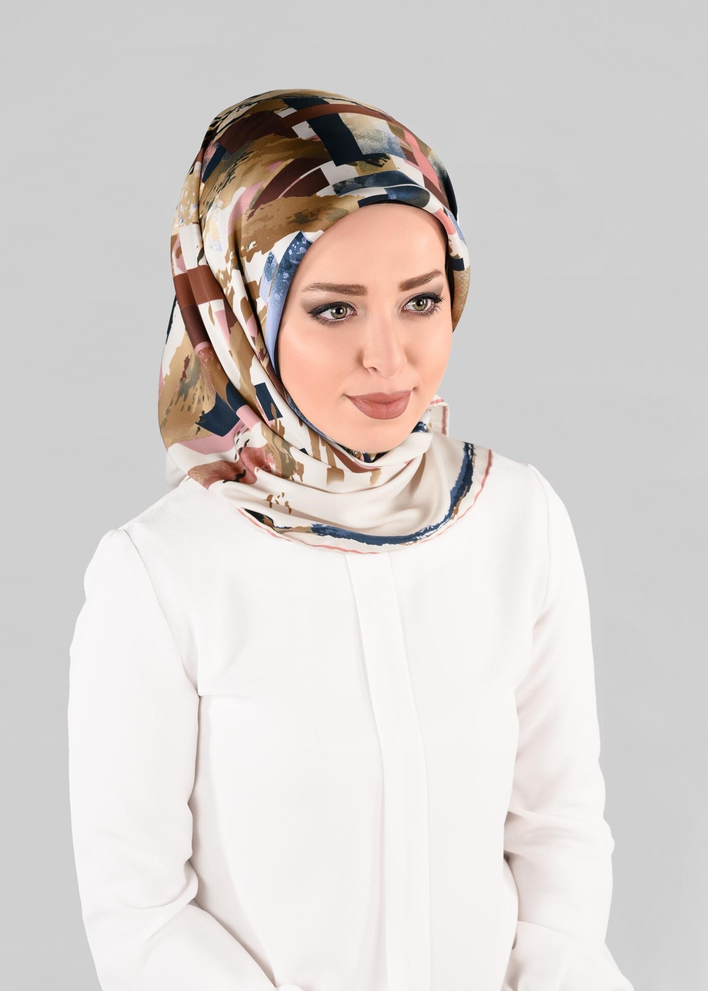 Tesettür giyim BEJ 13274-1 ALVİNA DESENLİ EŞARP