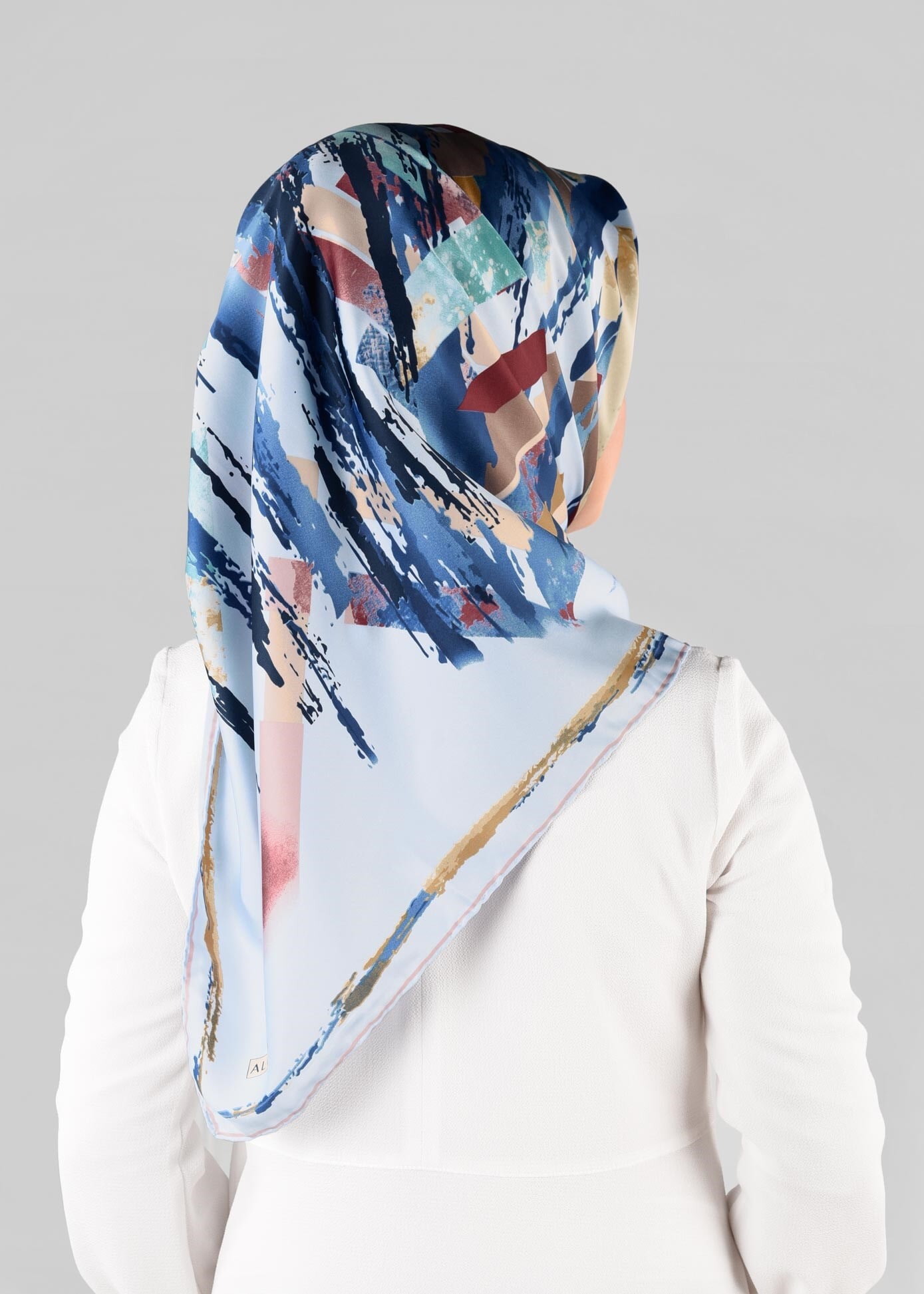 Tesettür giyim MAVİ 13274-1 ALVİNA DESENLİ EŞARP