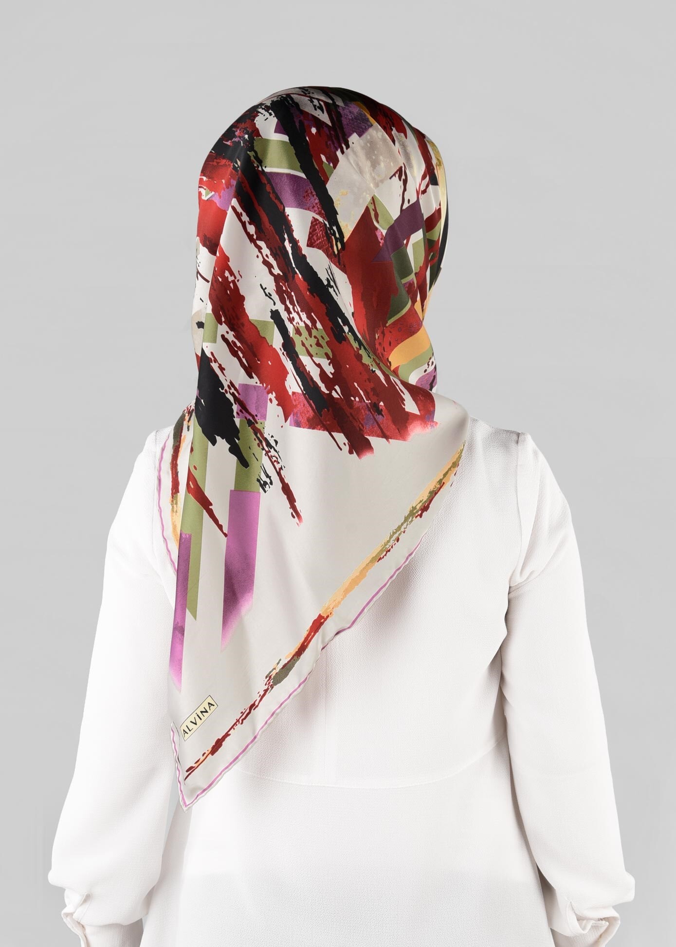 Tesettür giyim GRİ 13274-1 ALVİNA DESENLİ EŞARP