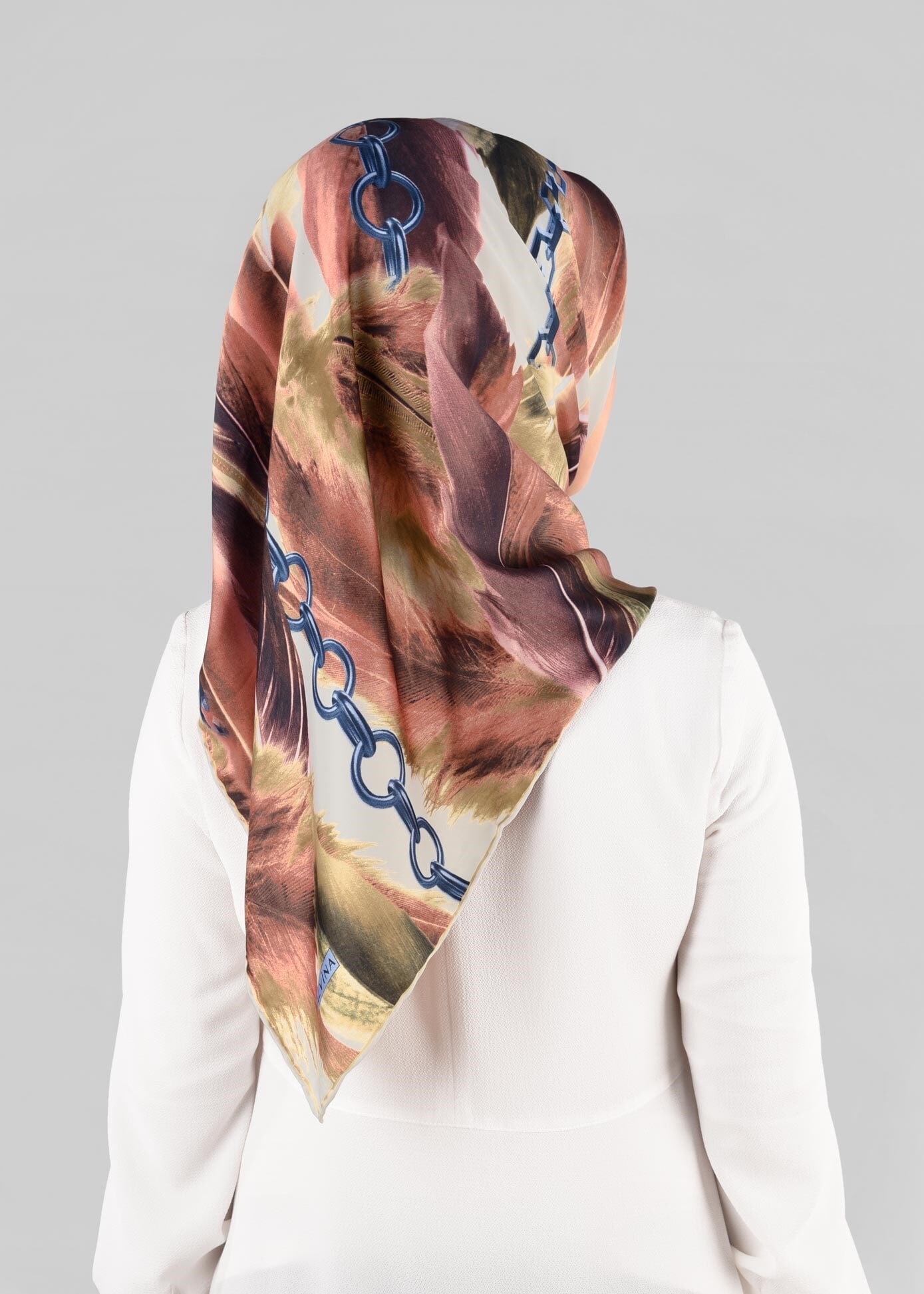 Tesettür giyim BEJ 13275-1  ALVİNA DESENLİ EŞARP