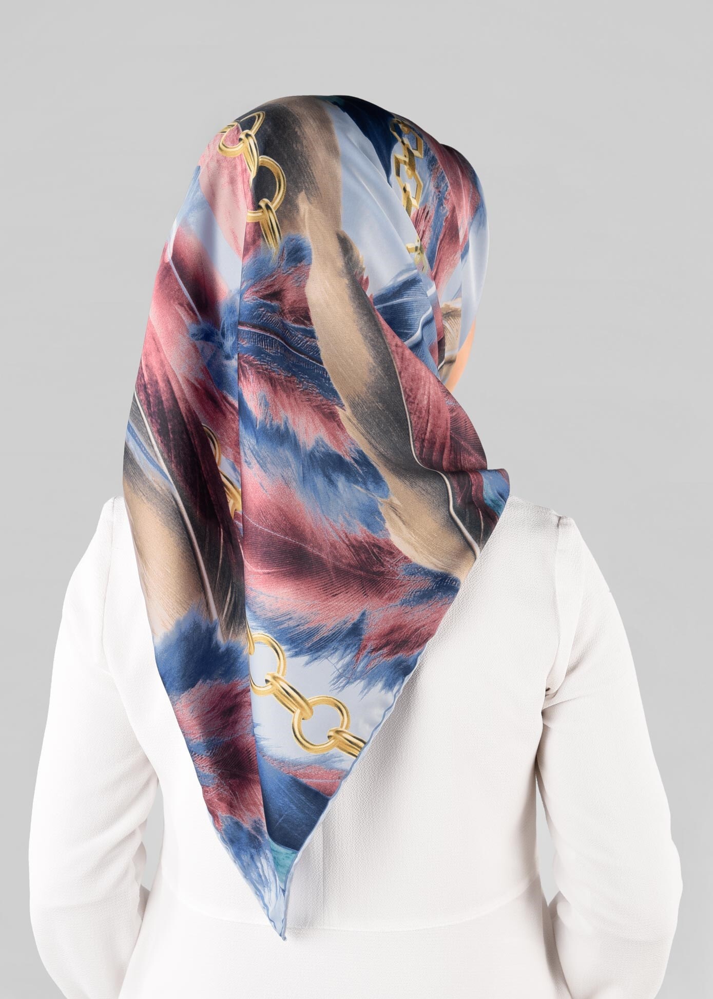 Tesettür giyim MAVİ 13275-1  ALVİNA DESENLİ EŞARP