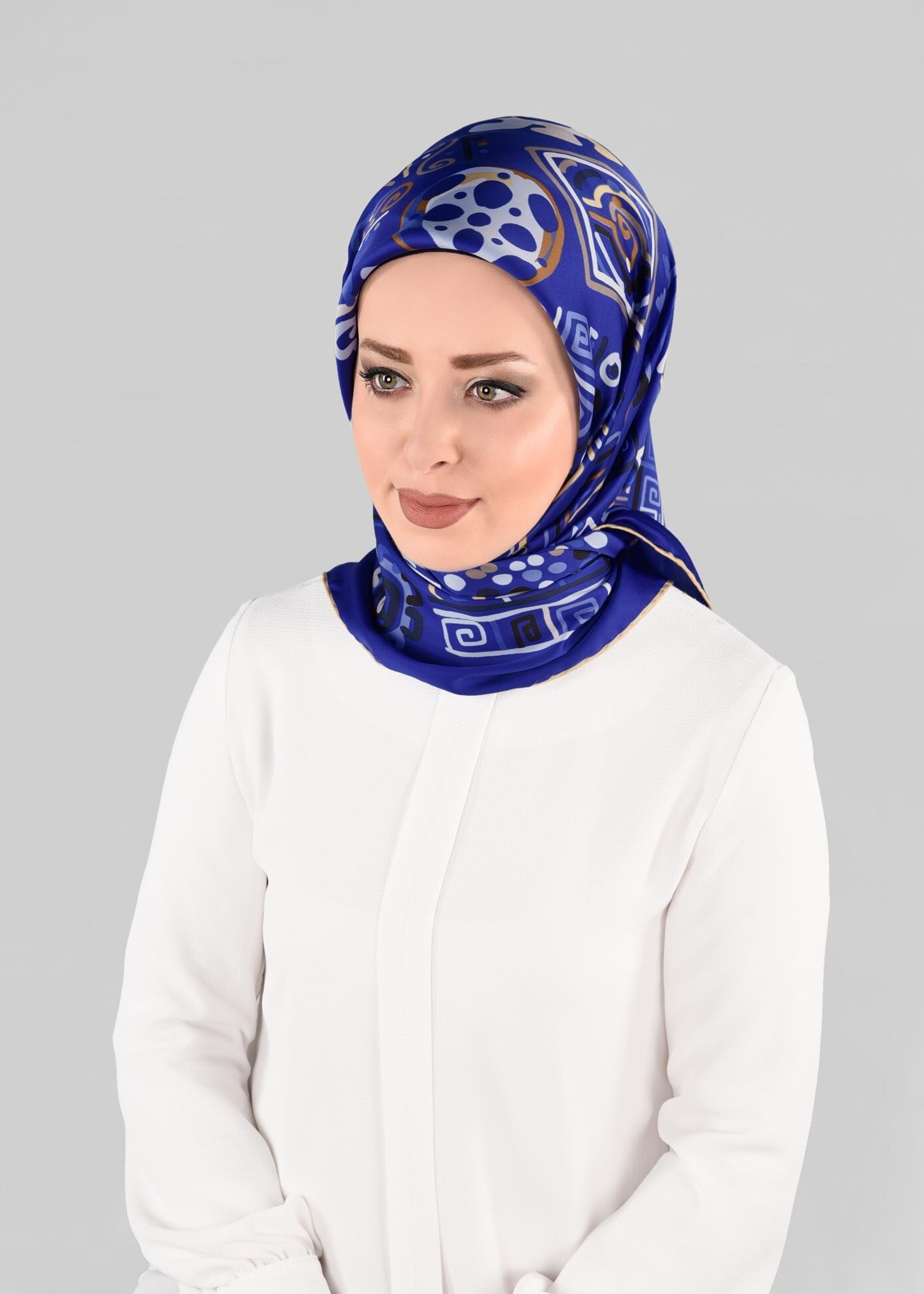 Tesettür giyim LACİVERT 13278-1  ALVİNA DESENLİ EŞARP