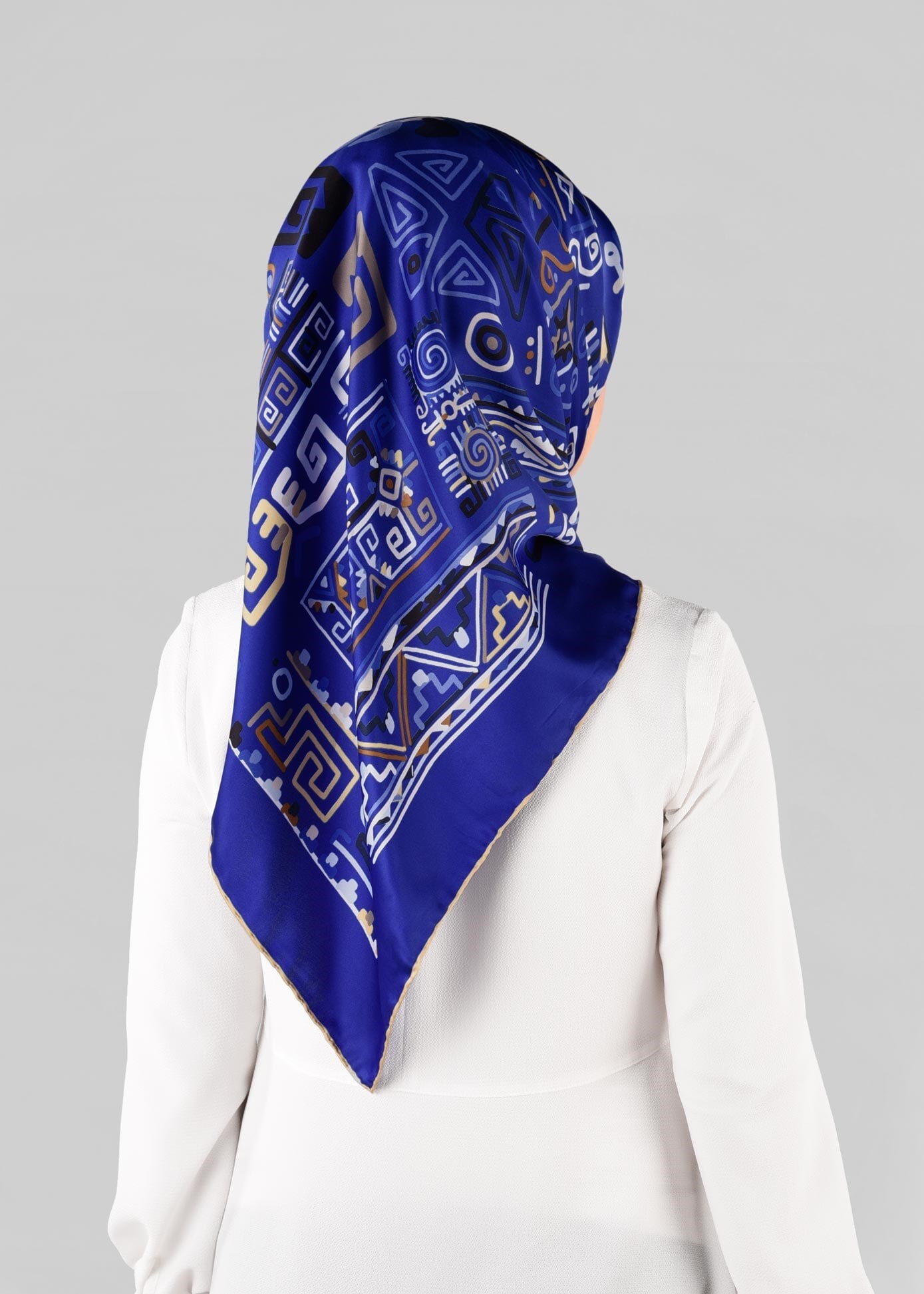 Tesettür giyim LACİVERT 13278-1  ALVİNA DESENLİ EŞARP