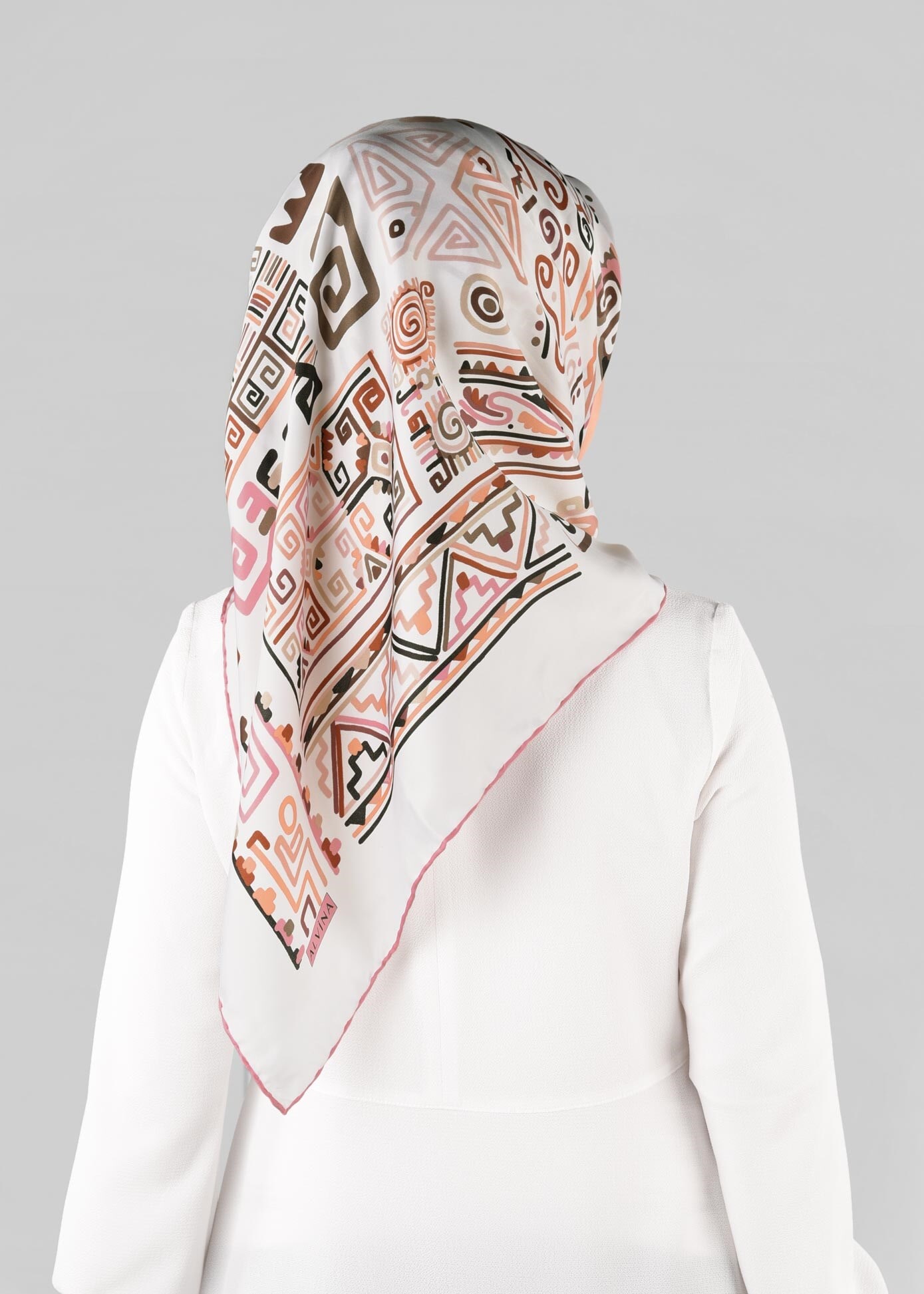 Tesettür giyim BEYAZ 13278-1  ALVİNA DESENLİ EŞARP