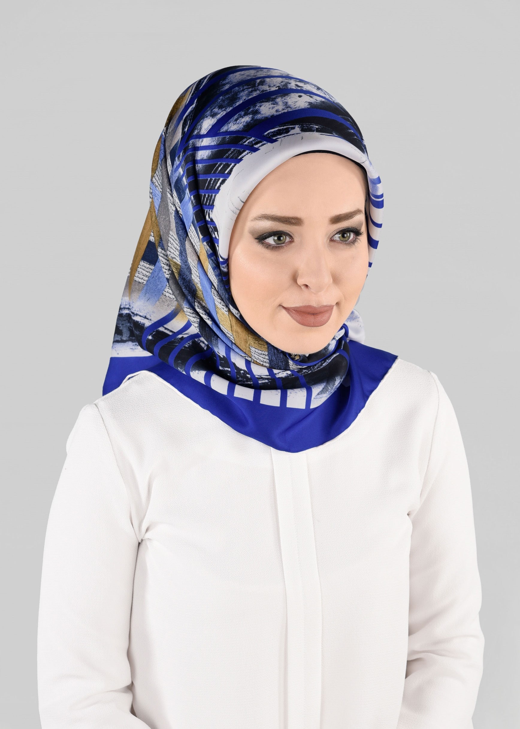 Tesettür giyim LACİVERT 13279-1  ALVİNA DESENLİ EŞARP