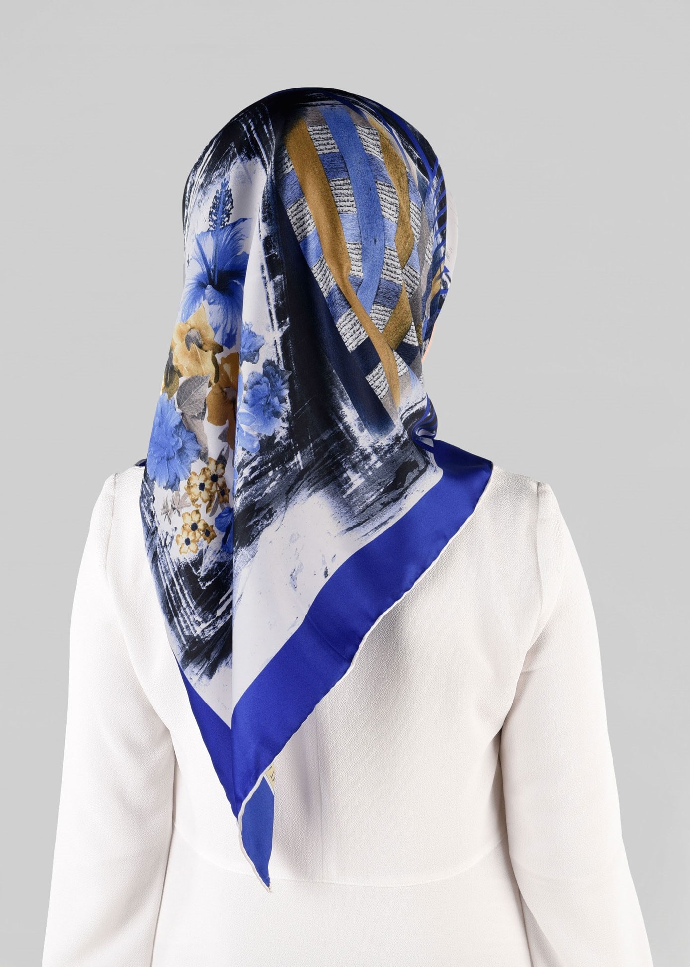 Tesettür giyim LACİVERT 13279-1  ALVİNA DESENLİ EŞARP