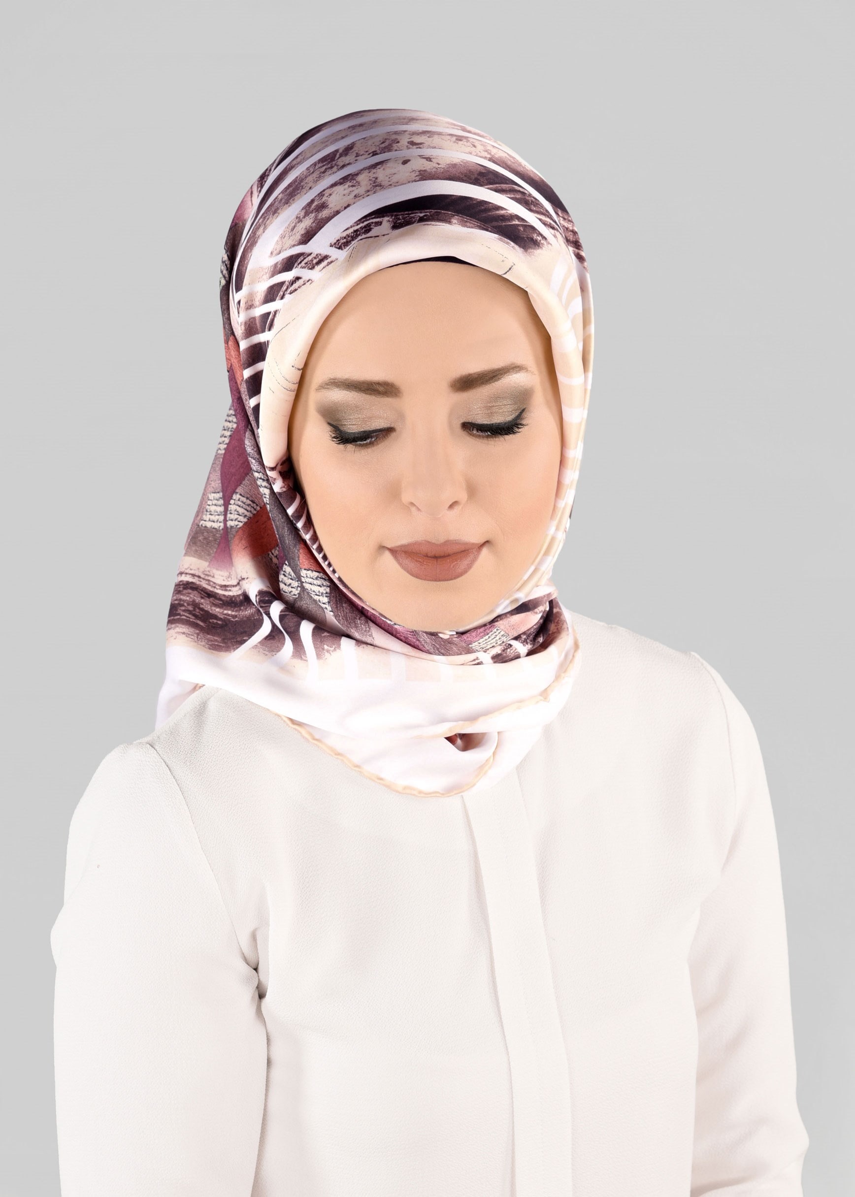 Tesettür giyim BEJ 13279-1  ALVİNA DESENLİ EŞARP