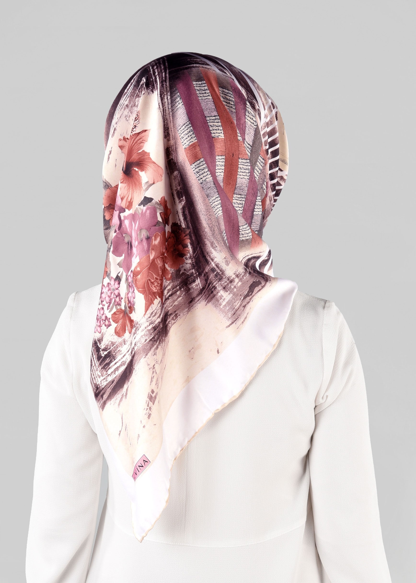 Tesettür giyim BEJ 13279-1  ALVİNA DESENLİ EŞARP