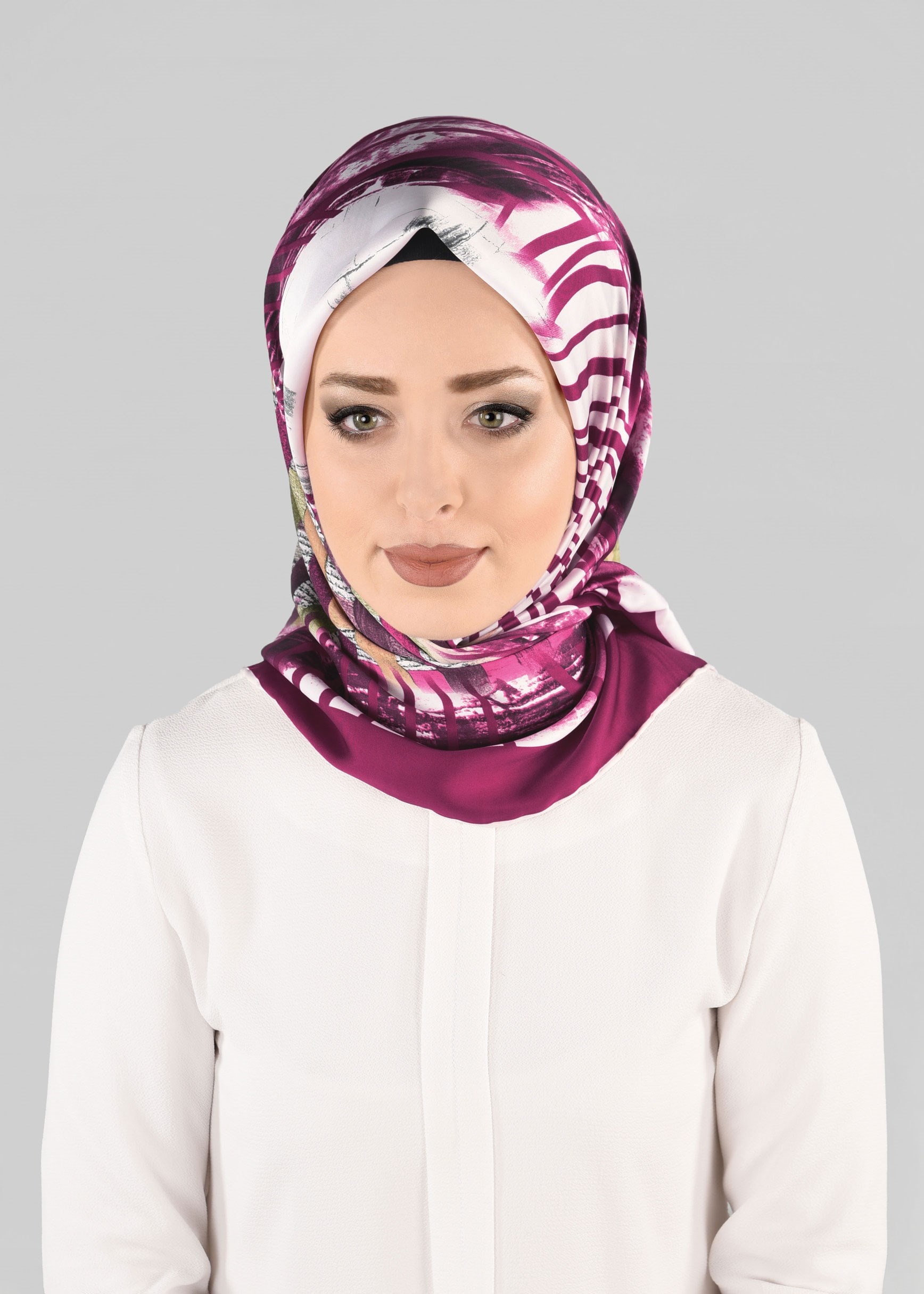 Tesettür giyim MOR 13279-1  ALVİNA DESENLİ EŞARP